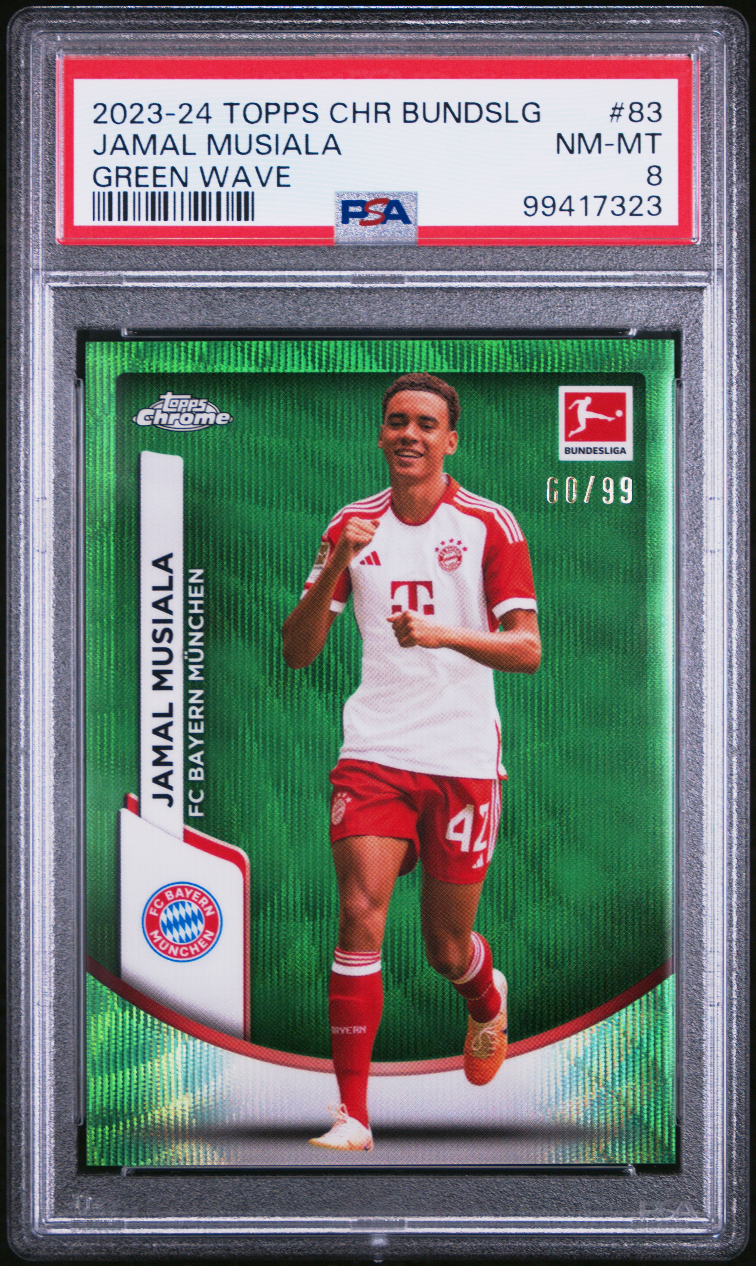 2023-24 Topps Chrome Bundesliga Jamal Musiala #83 (Green Wave) Nm-Mt 8 front