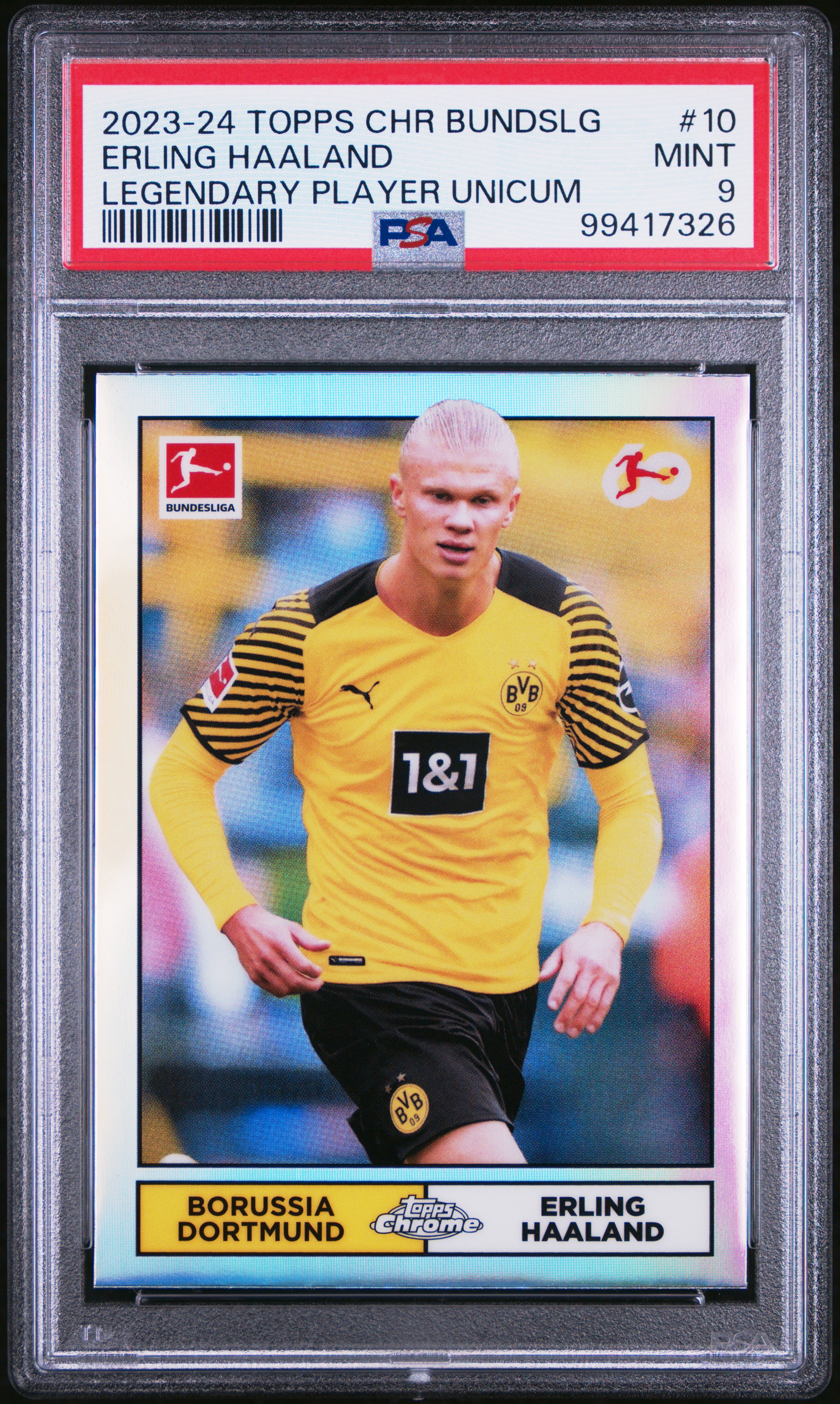 2023-24 Topps Chrome Bundesliga Legendary Player Unicum Erling Haaland #10 Mint 9 front