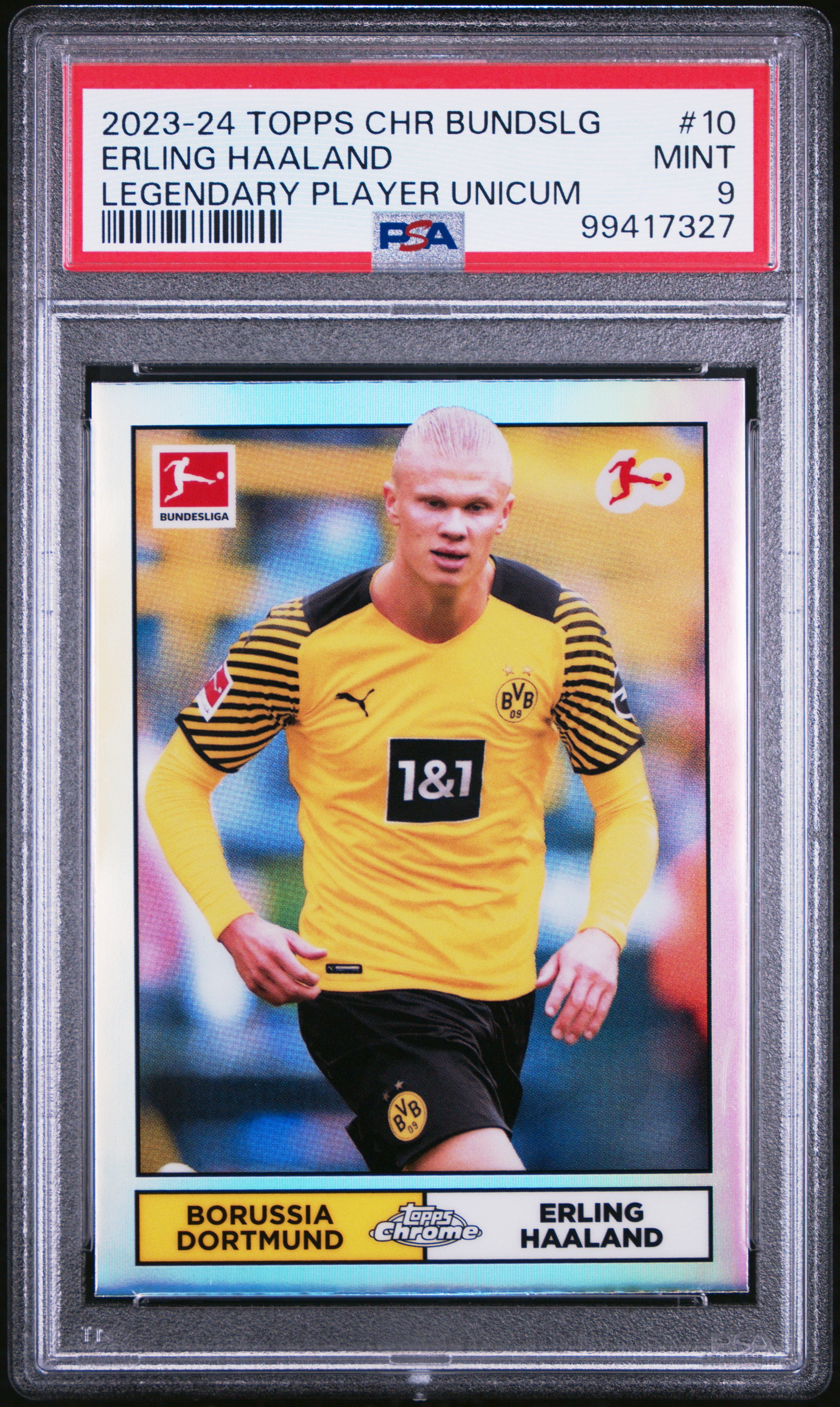2023-24 Topps Chrome Bundesliga Legendary Player Unicum Erling Haaland #10 Mint 9 front