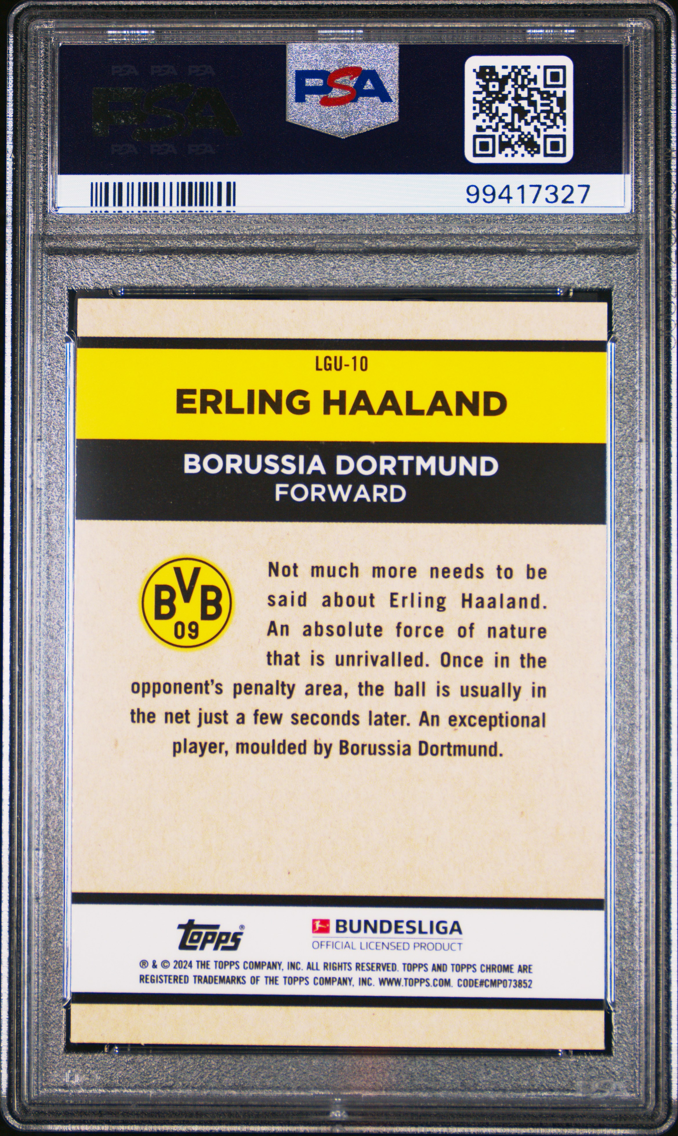 2023-24 Topps Chrome Bundesliga Legendary Player Unicum Erling Haaland #10 Mint 9 back