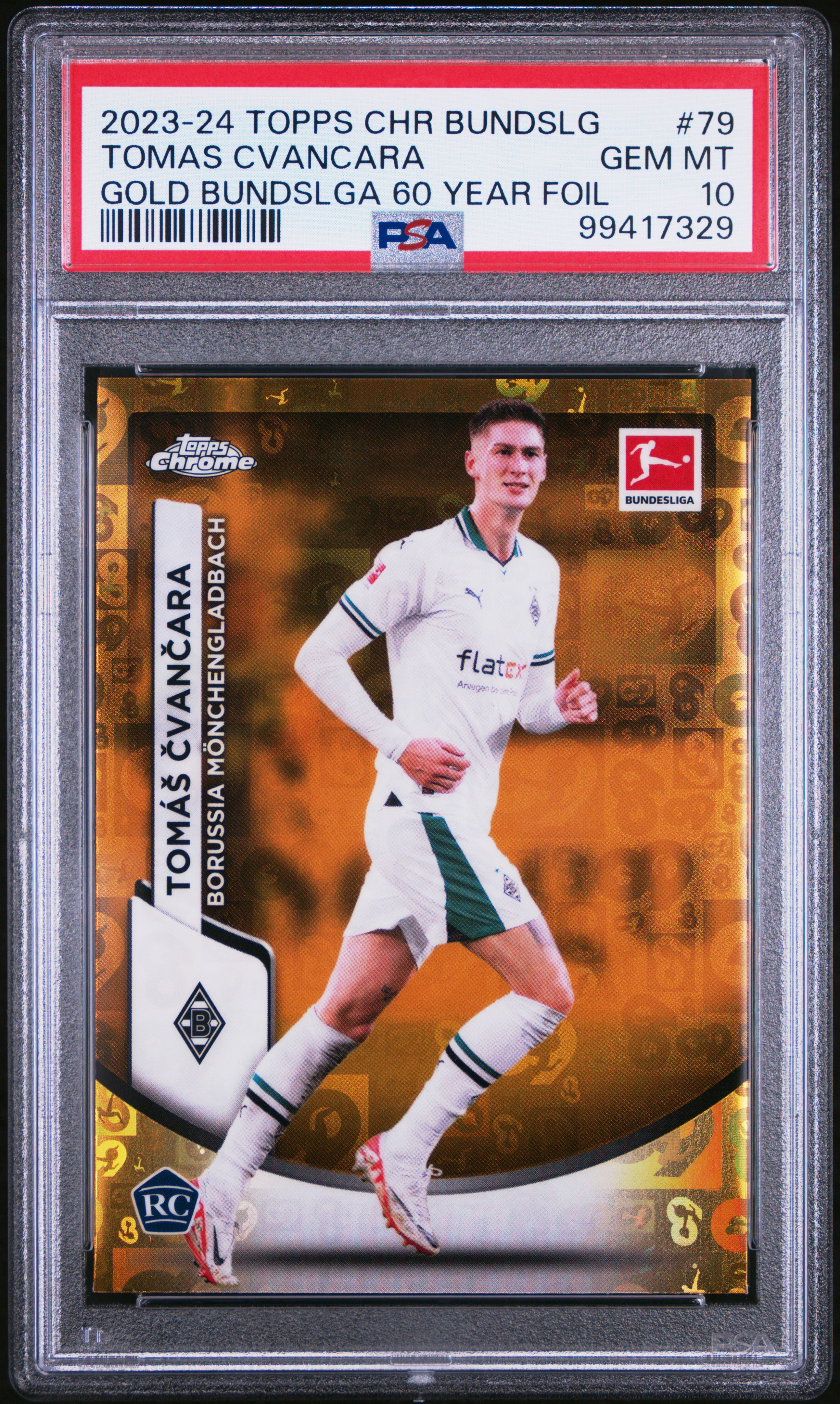 2023-24 Topps Chrome Bundesliga Tomas Cvancara #79 (Gold Bundslga 60 Year Foil) Gem Mt 10 front