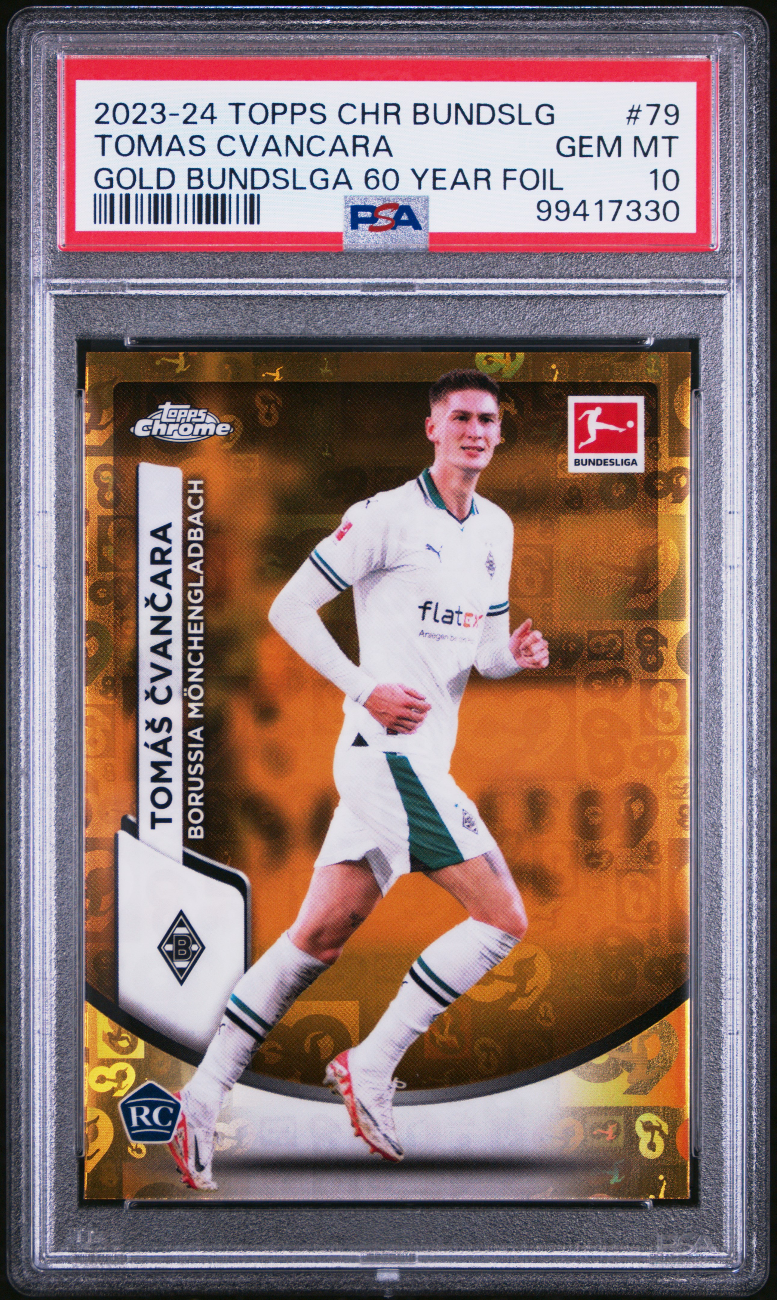 2023-24 Topps Chrome Bundesliga Tomas Cvancara #79 (Gold Bundslga 60 Year Foil) Gem Mt 10 front