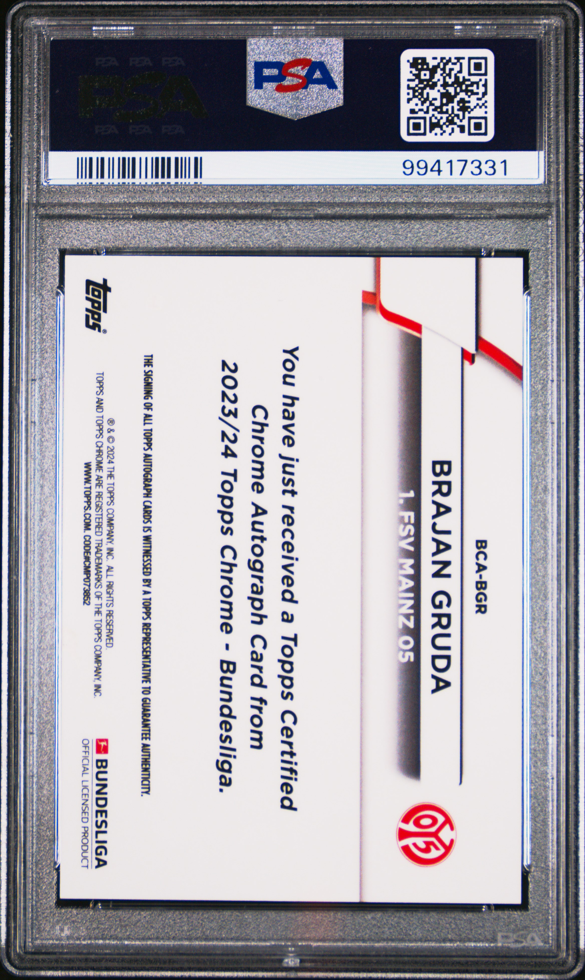 2023-24 Topps Chrome Bundesliga Autographs Brajan Gruda #Bgr Nm-Mt 8 back