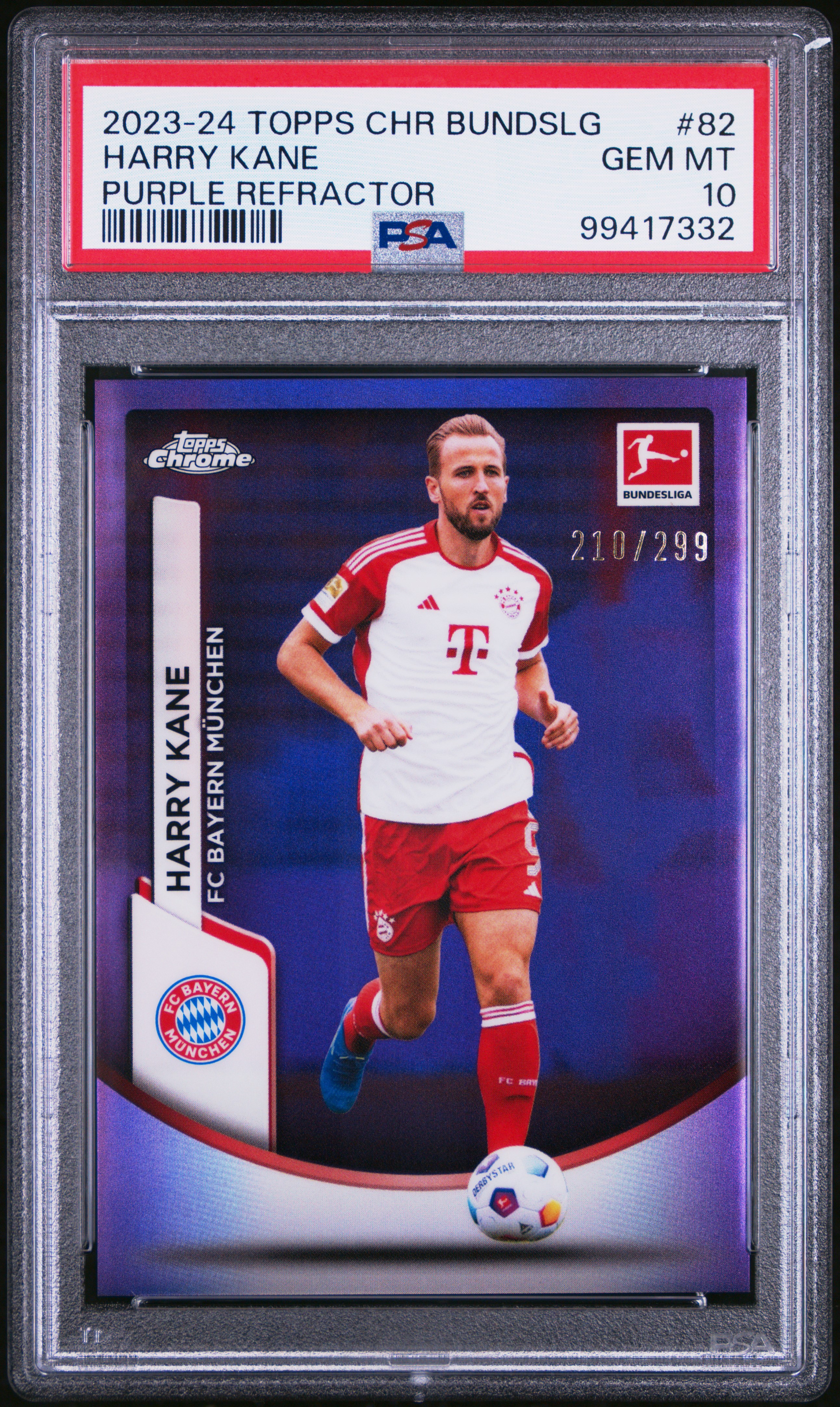 2023-24 Topps Chrome Bundesliga Harry Kane #82 (Purple Refractor) Gem Mt 10 front