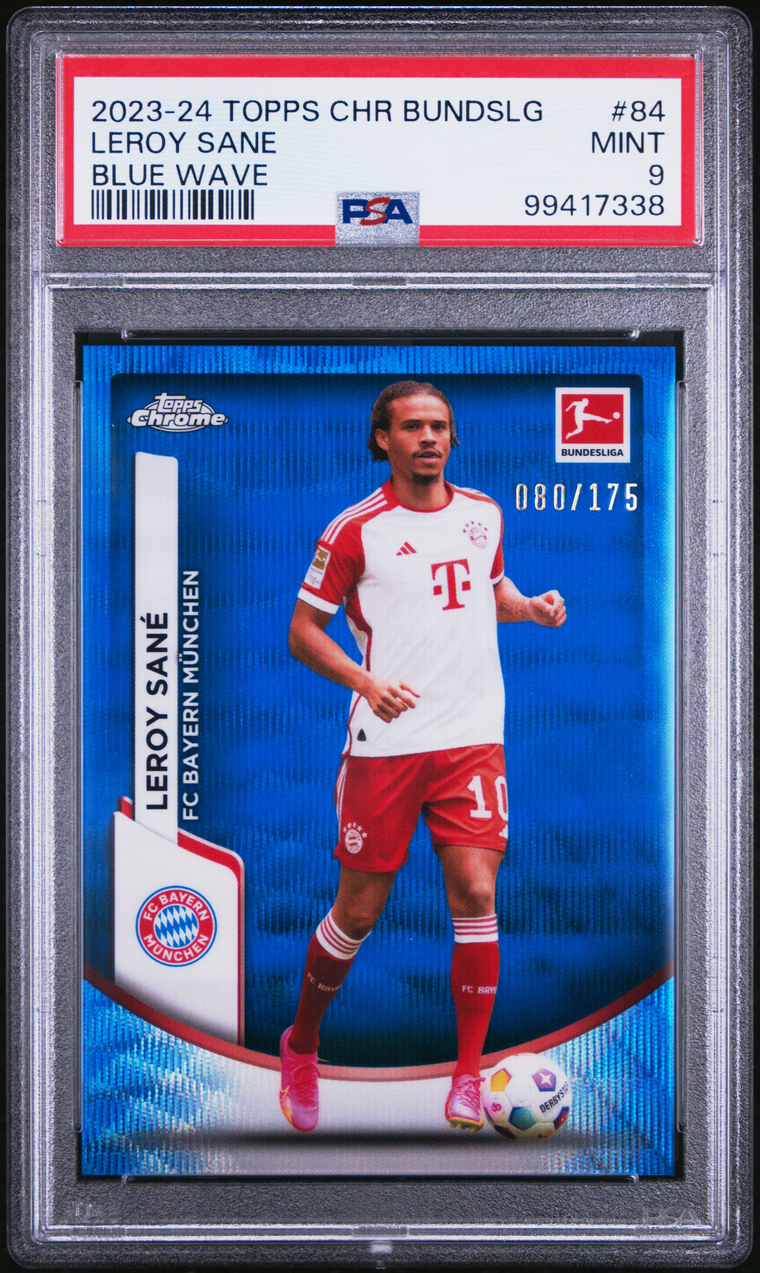 2023-24 Topps Chrome Bundesliga Leroy Sane #84 (Blue Wave) Mint 9 front