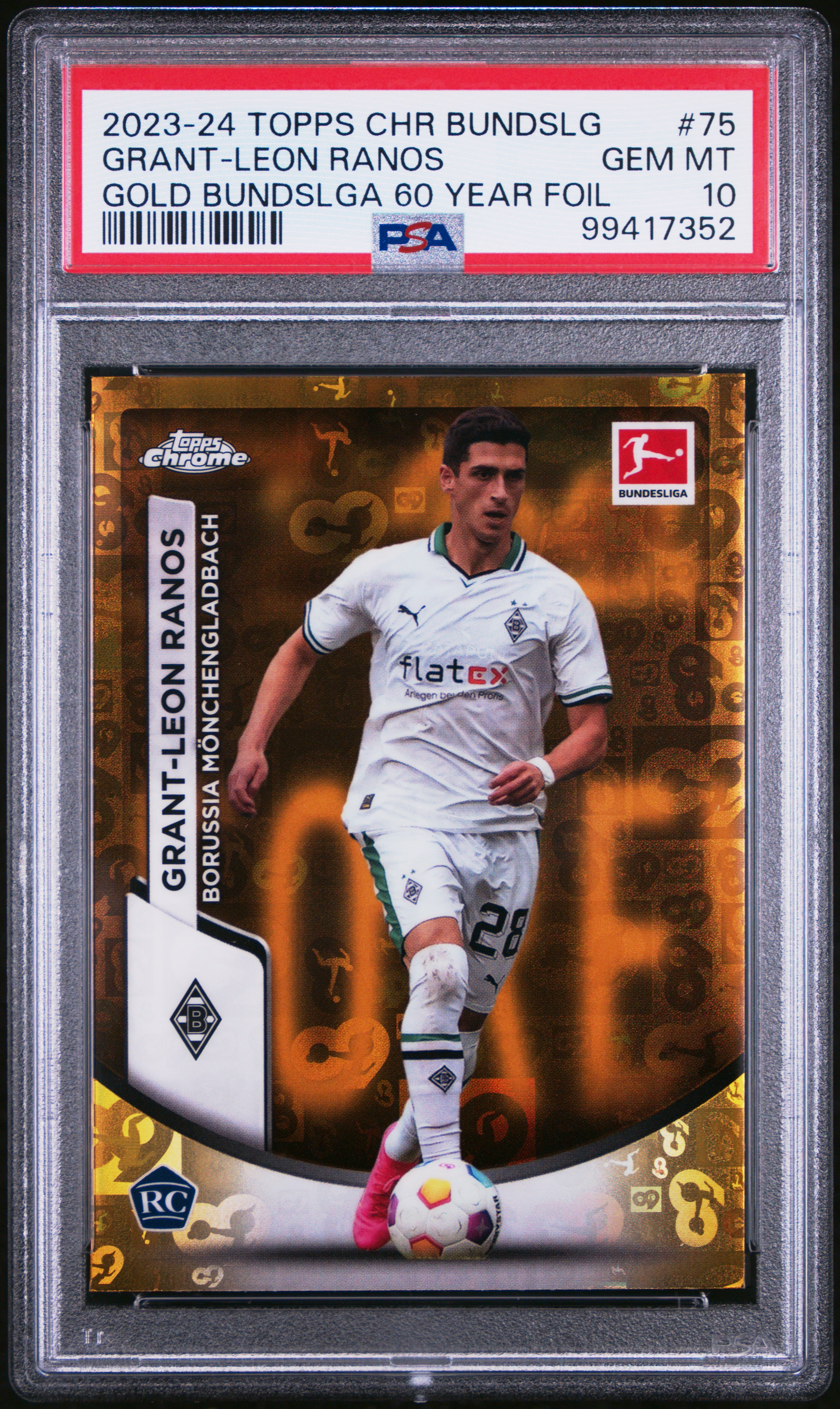 2023-24 Topps Chrome Bundesliga Grant-Leon Ranos #75 (Gold Bundslga 60 Year Foil) Gem Mt 10 front