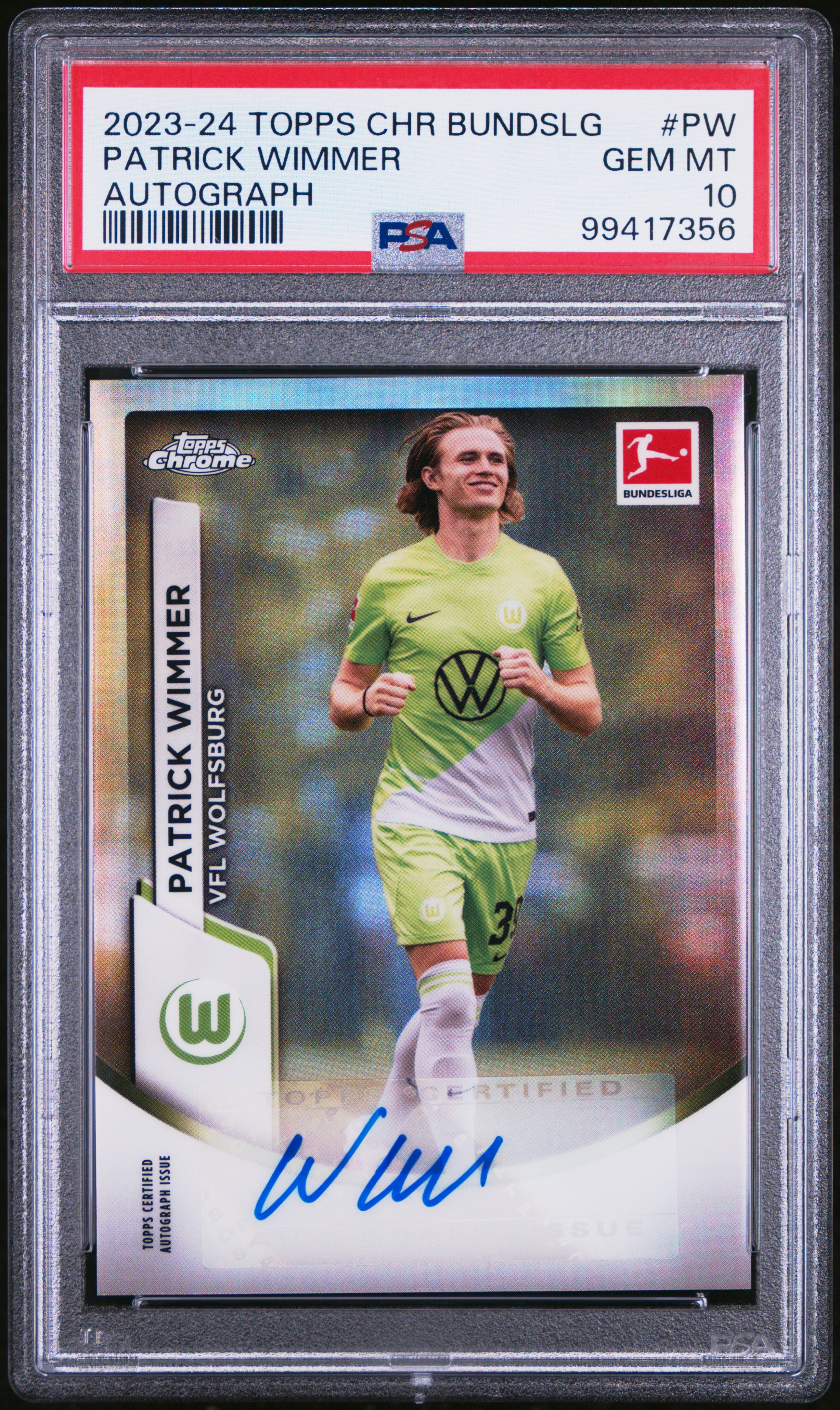 2023-24 Topps Chrome Bundesliga Autographs Patrick Wimmer #Pw Gem Mt 10 front