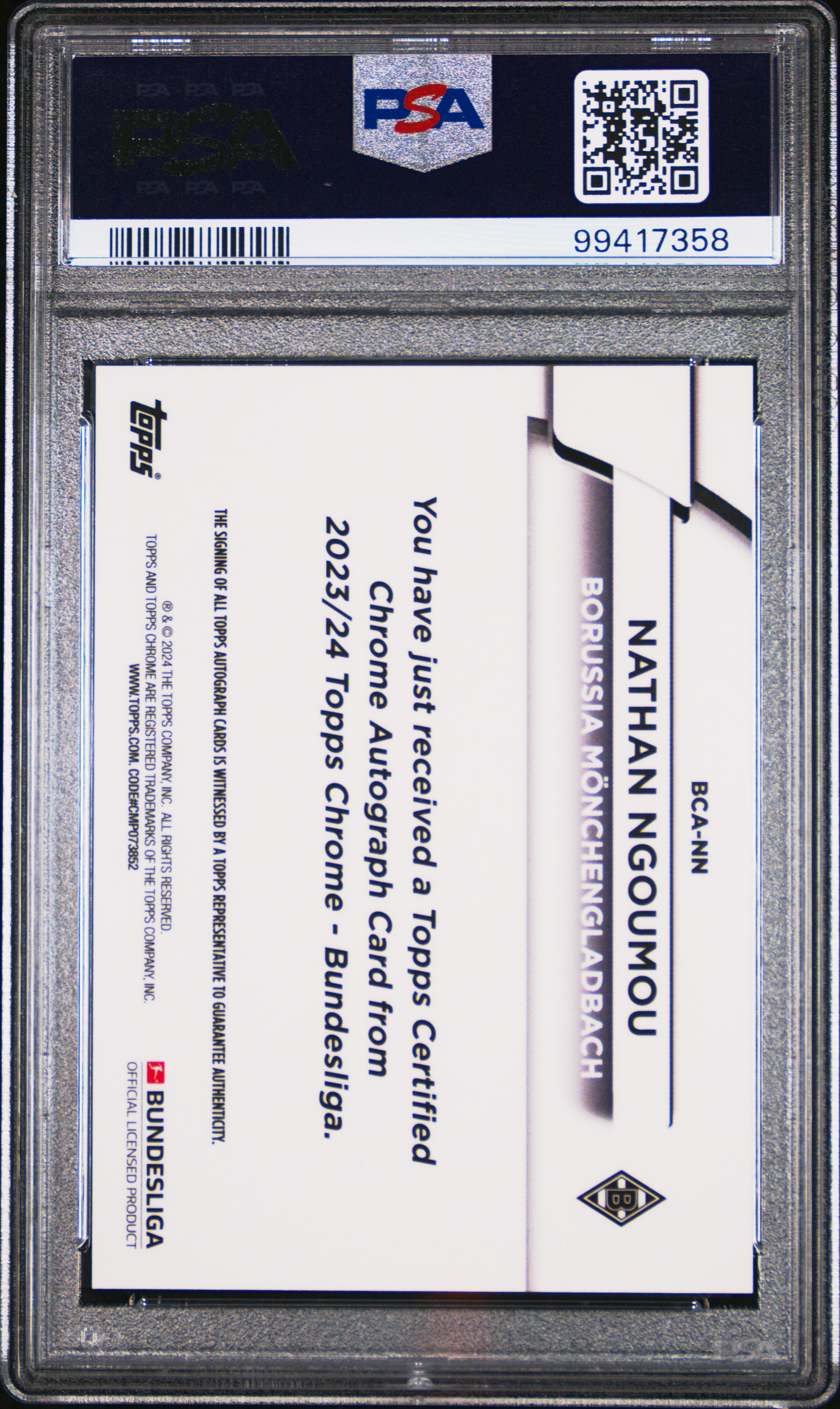 2023-24 Topps Chrome Bundesliga Autographs Nathan Ngoumou #Nn (Autograph-Gold Refractor) Gem Mt 10 back