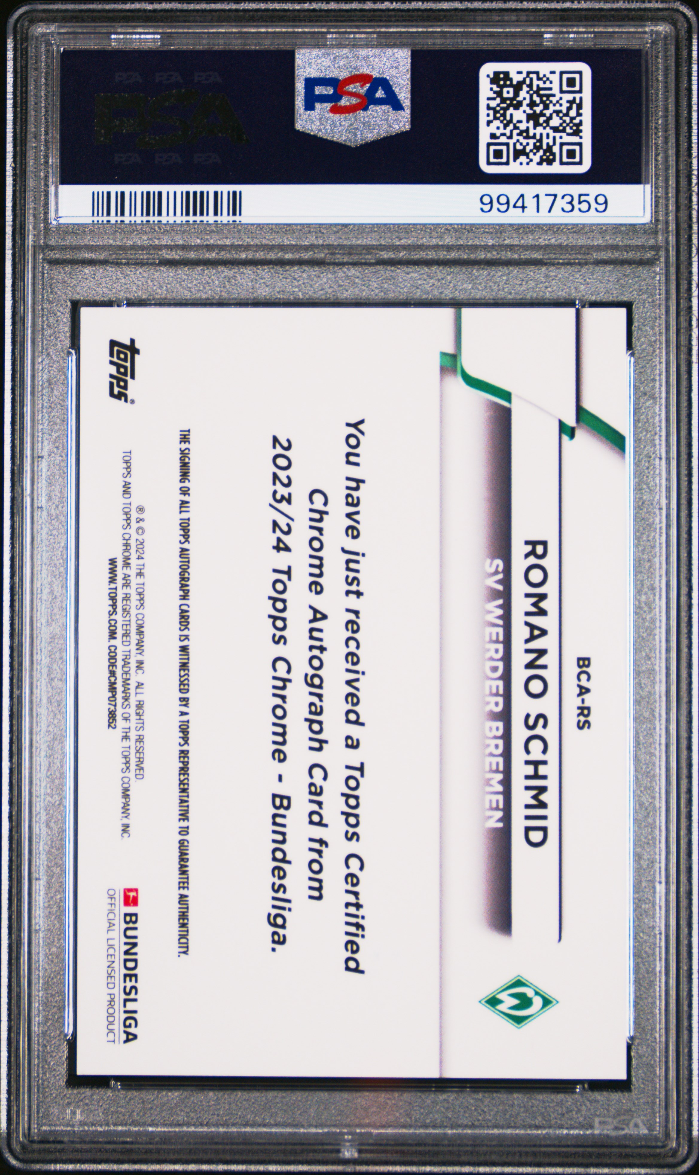 2023-24 Topps Chrome Bundesliga Autographs Romano Schmid #Rs (Au-Gold Bundslg 60 Yrs Foil) Nm-Mt 8 back