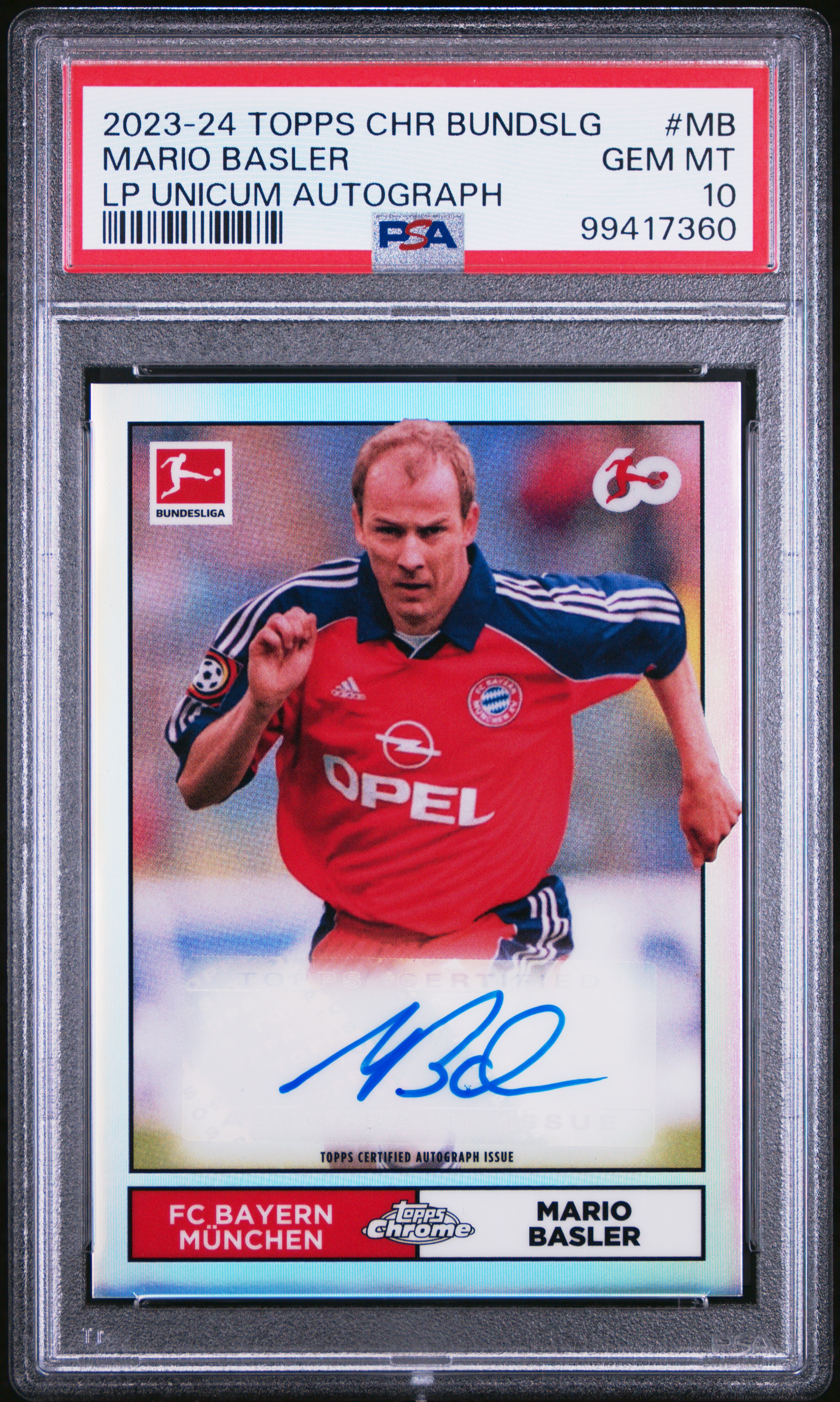 2023-24 Topps Chrome Bundesliga Legendary Player Unicum Autographs Mario Basler #Mb (Lp Unicum Autograph) Gem Mt 10 front