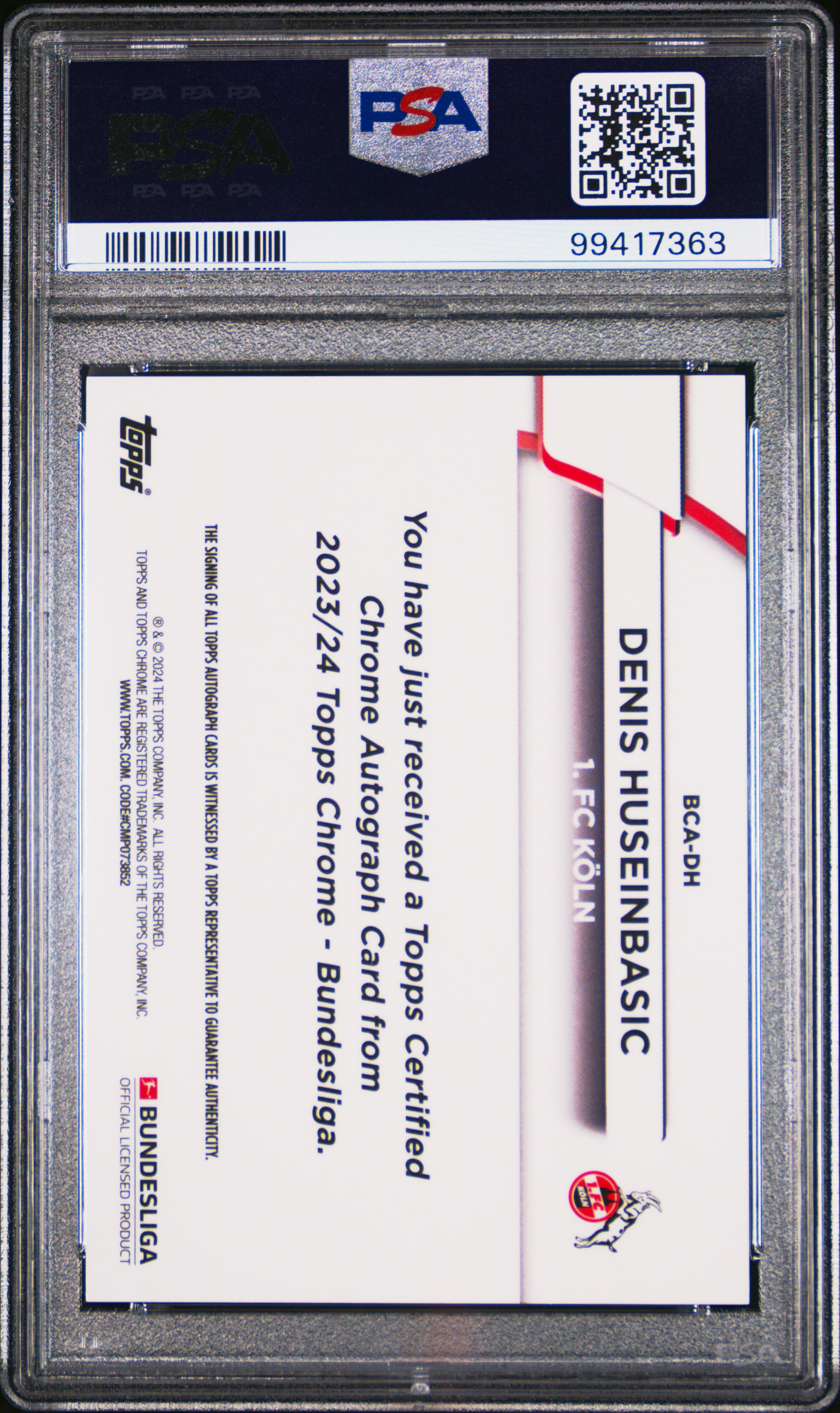 2023-24 Topps Chrome Bundesliga Autographs Denis Huseinbasic #Dh (Au-Gold Bundslg 60 Yrs Foil) Gem Mt 10 back