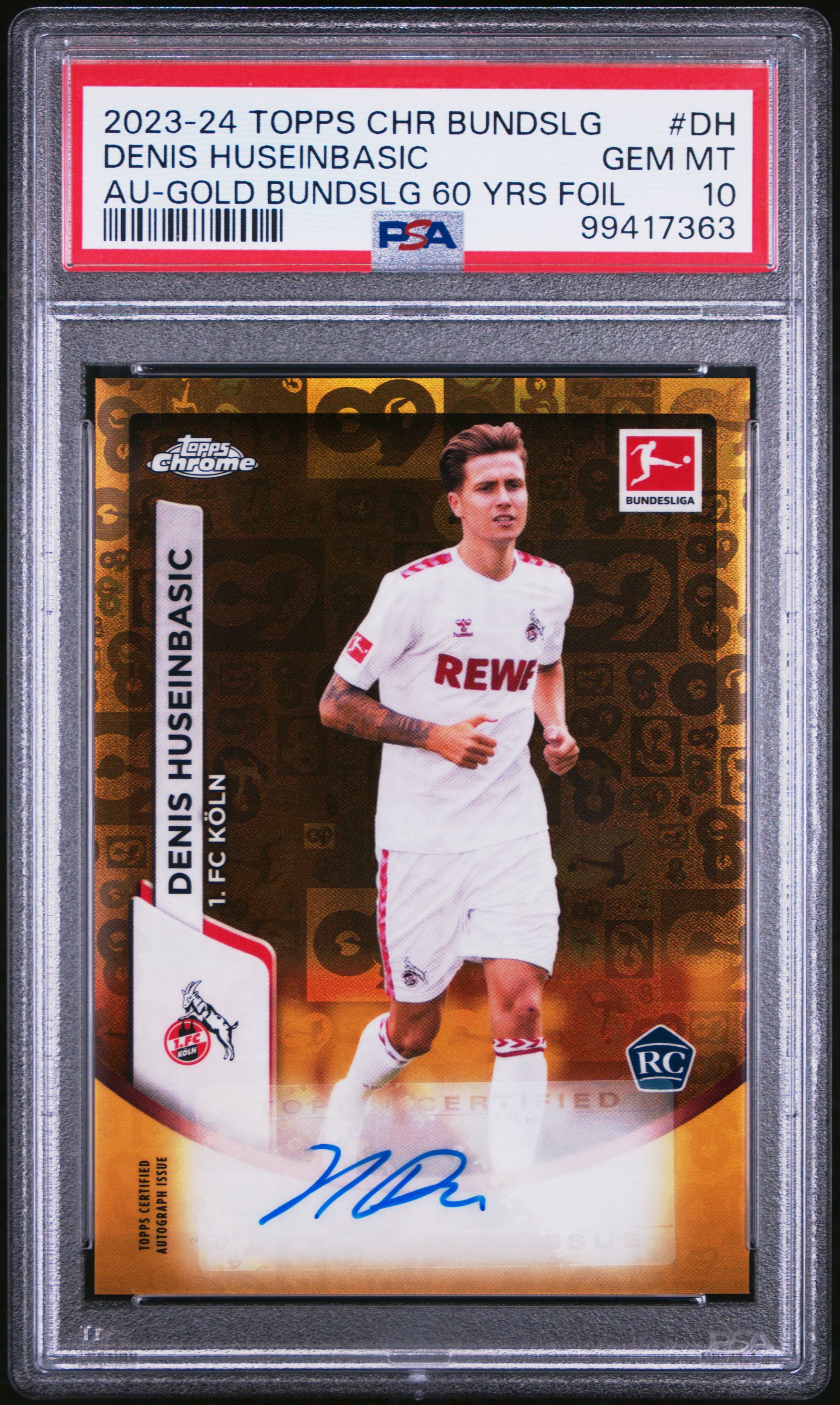 2023-24 Topps Chrome Bundesliga Autographs Denis Huseinbasic #Dh (Au-Gold Bundslg 60 Yrs Foil) Gem Mt 10 front