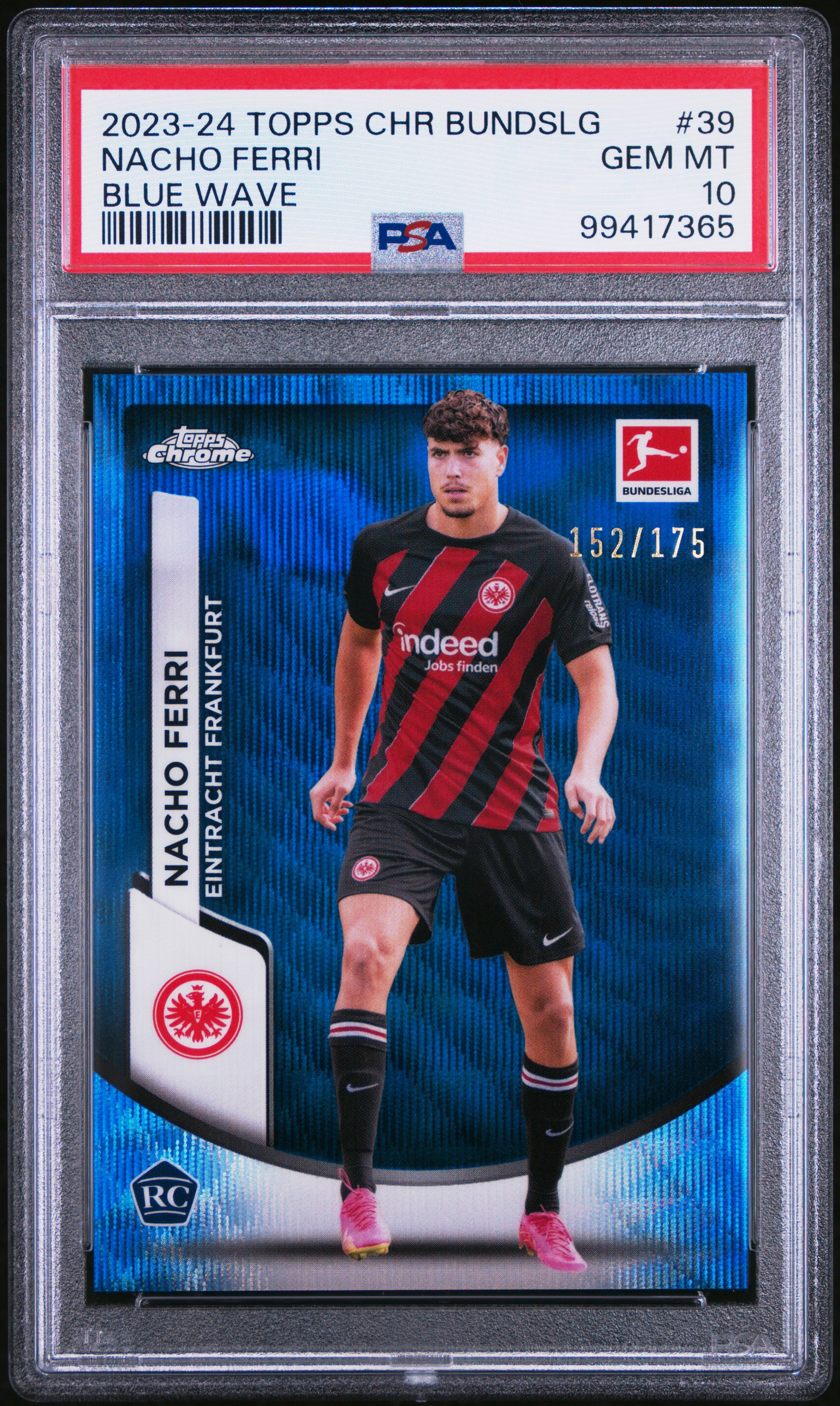 2023-24 Topps Chrome Bundesliga Nacho Ferri #39 (Blue Wave) Gem Mt 10 front