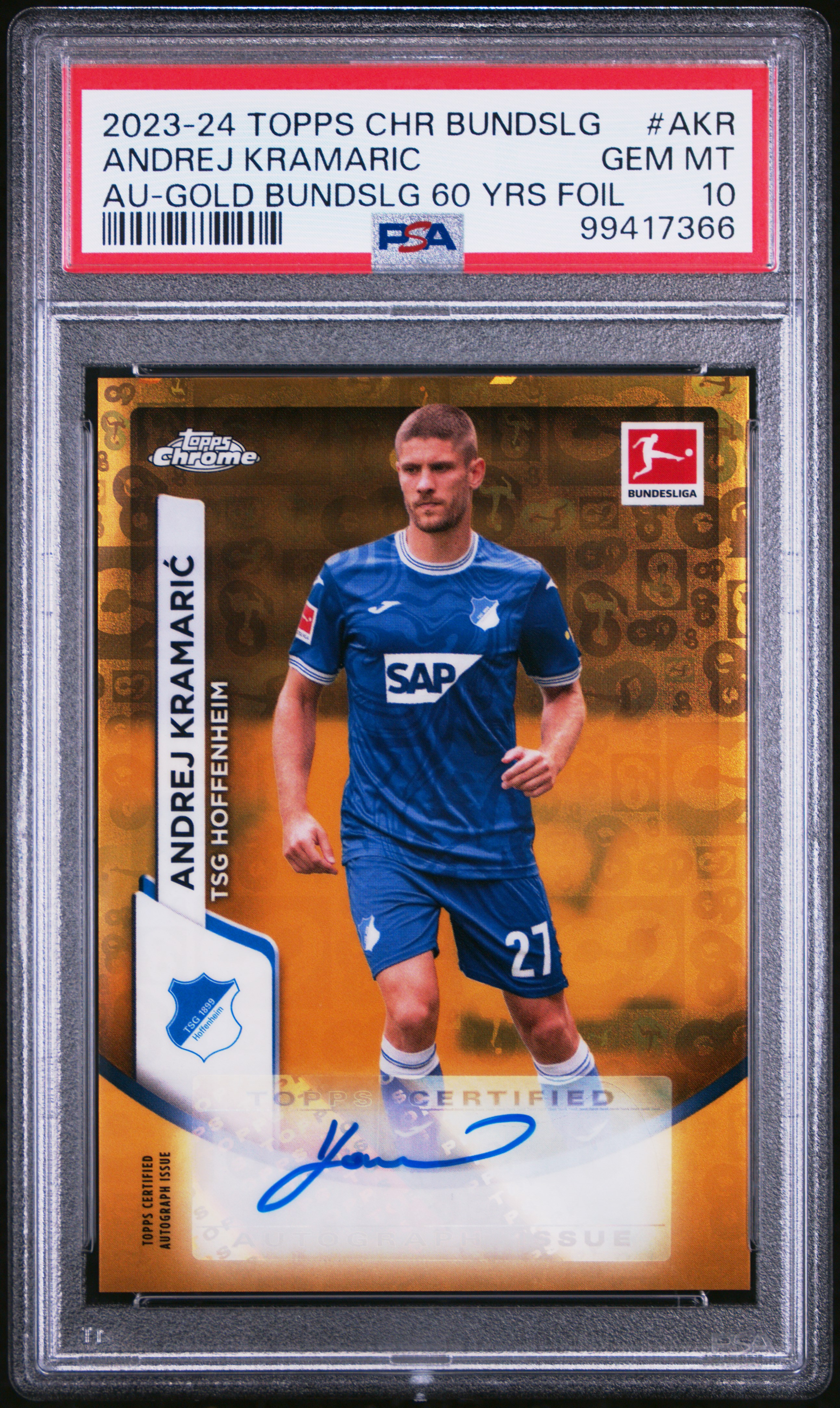2023-24 Topps Chrome Bundesliga Autographs Andrej Kramaric #Akr (Au-Gold Bundslg 60 Yrs Foil) Gem Mt 10 front