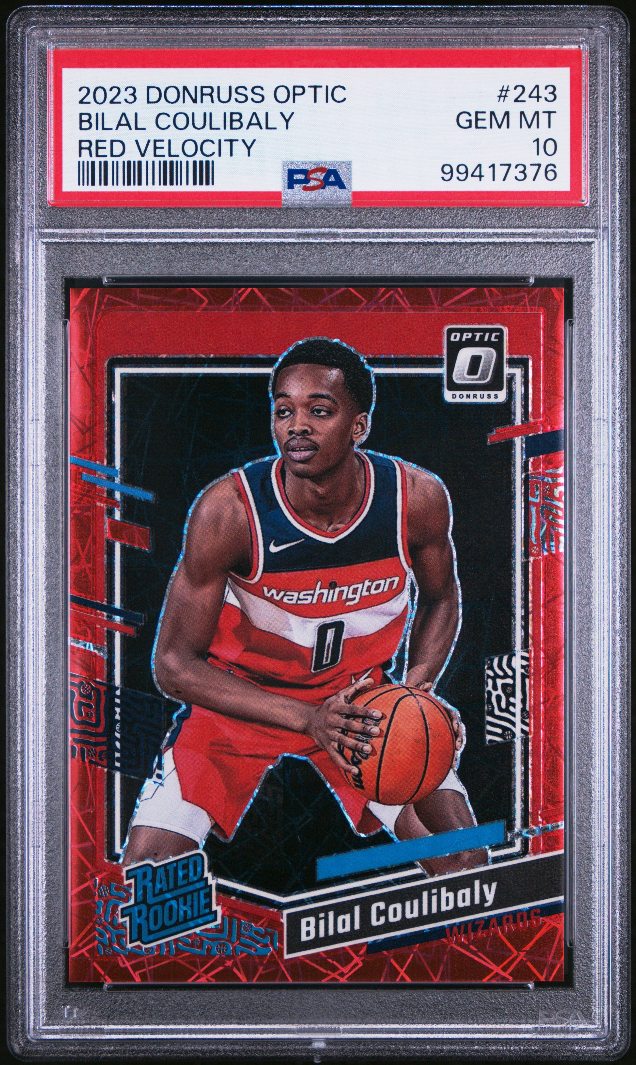 2023 Panini Donruss Optic Bilal Coulibaly #243 (Red Velocity) Gem Mt 10 front