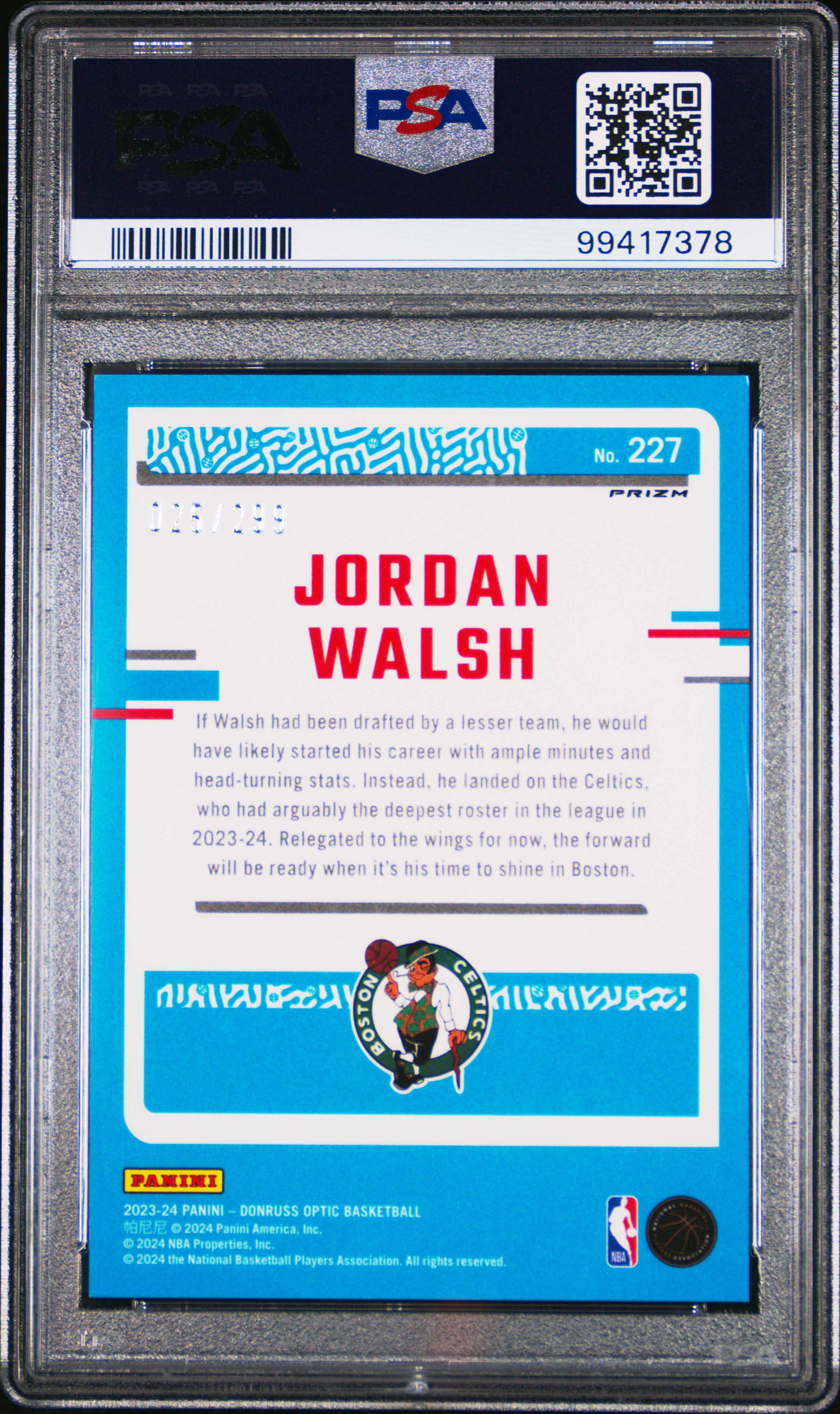2023 Panini Donruss Optic Jordan Walsh #227 (Red Velocity) Nm-Mt 8 back