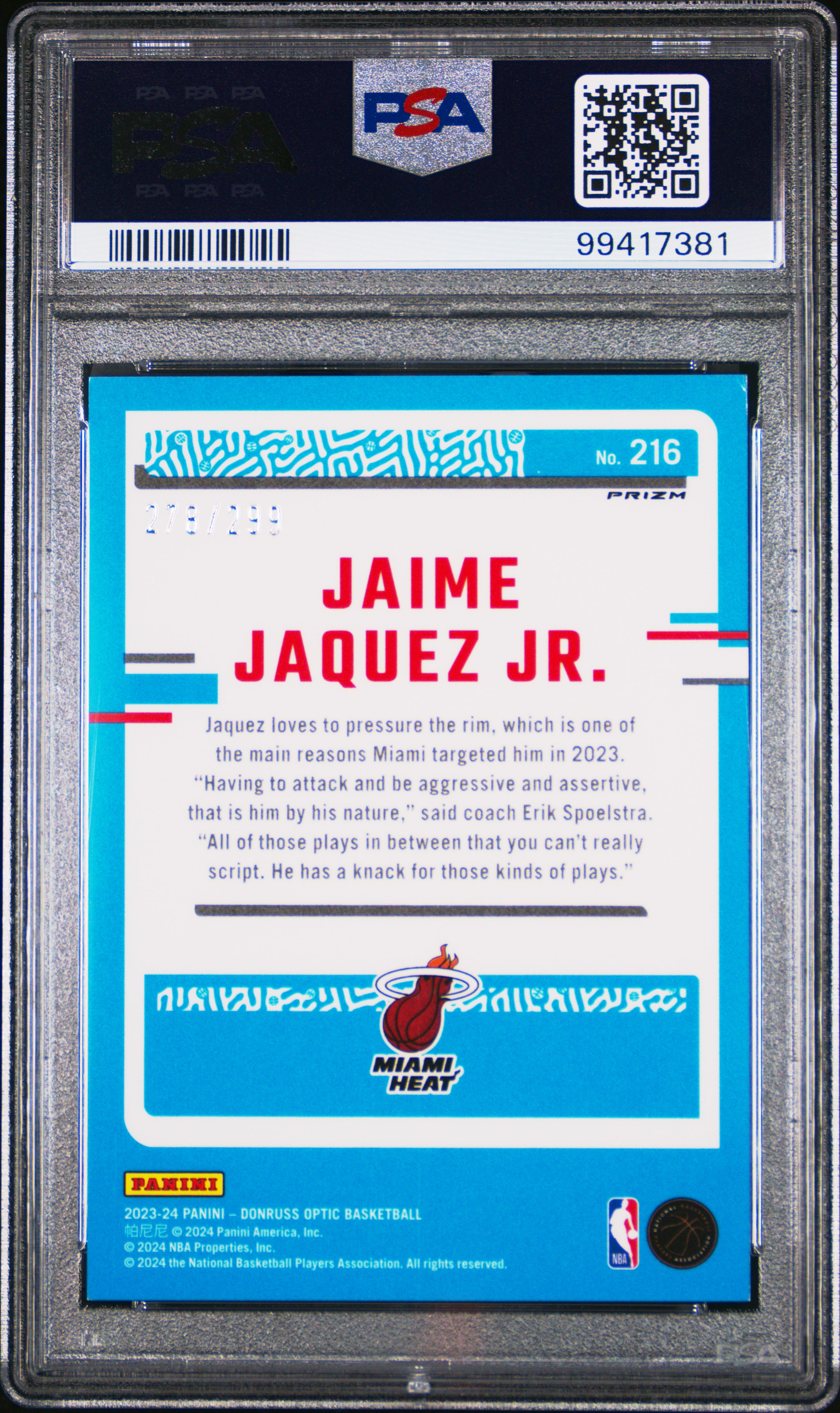 2023 Panini Donruss Optic Jaime Jaquez Jr. #216 (Red Velocity) Nm 7 back
