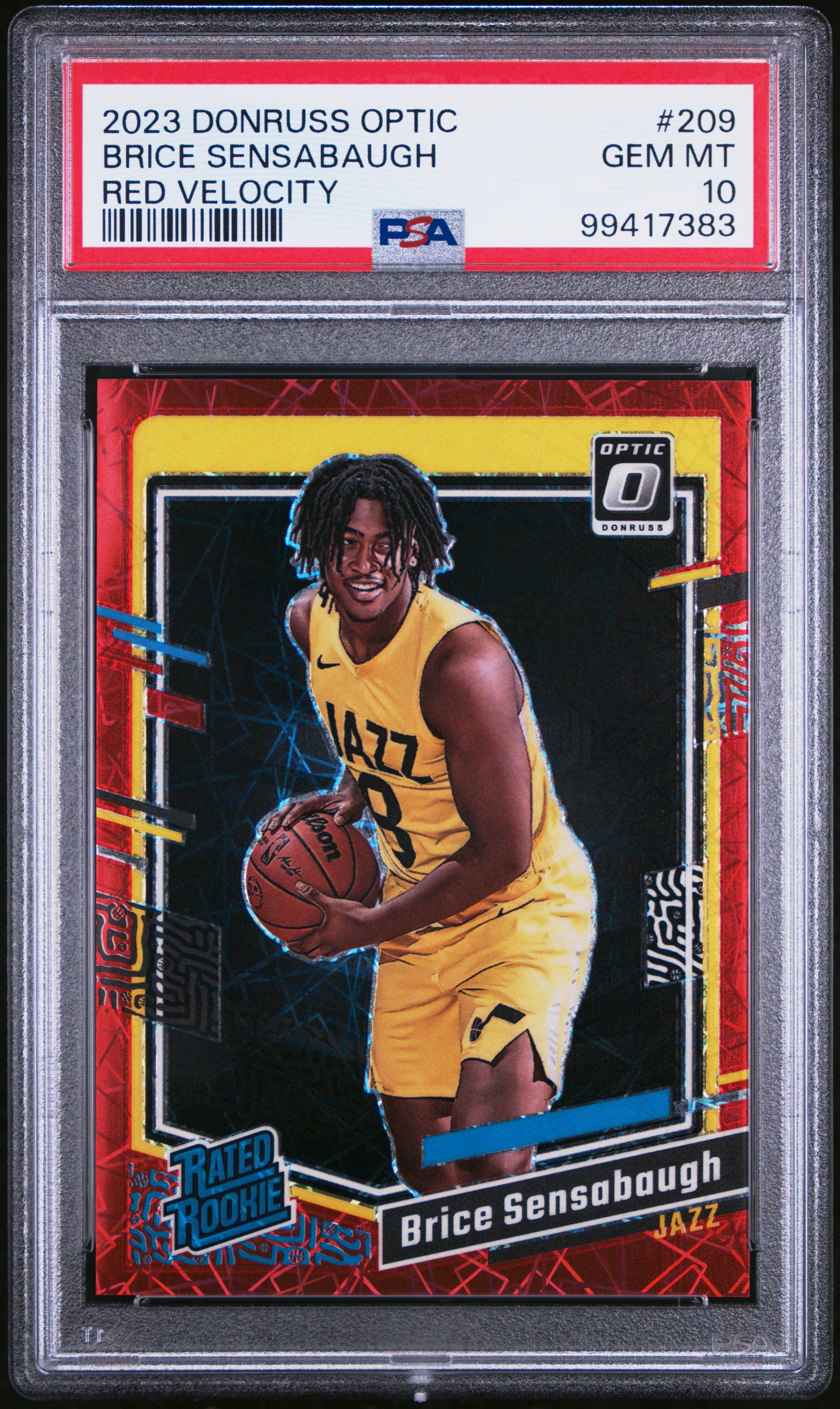 2023 Panini Donruss Optic Brice Sensabaugh #209 (Red Velocity) Gem Mt 10 front