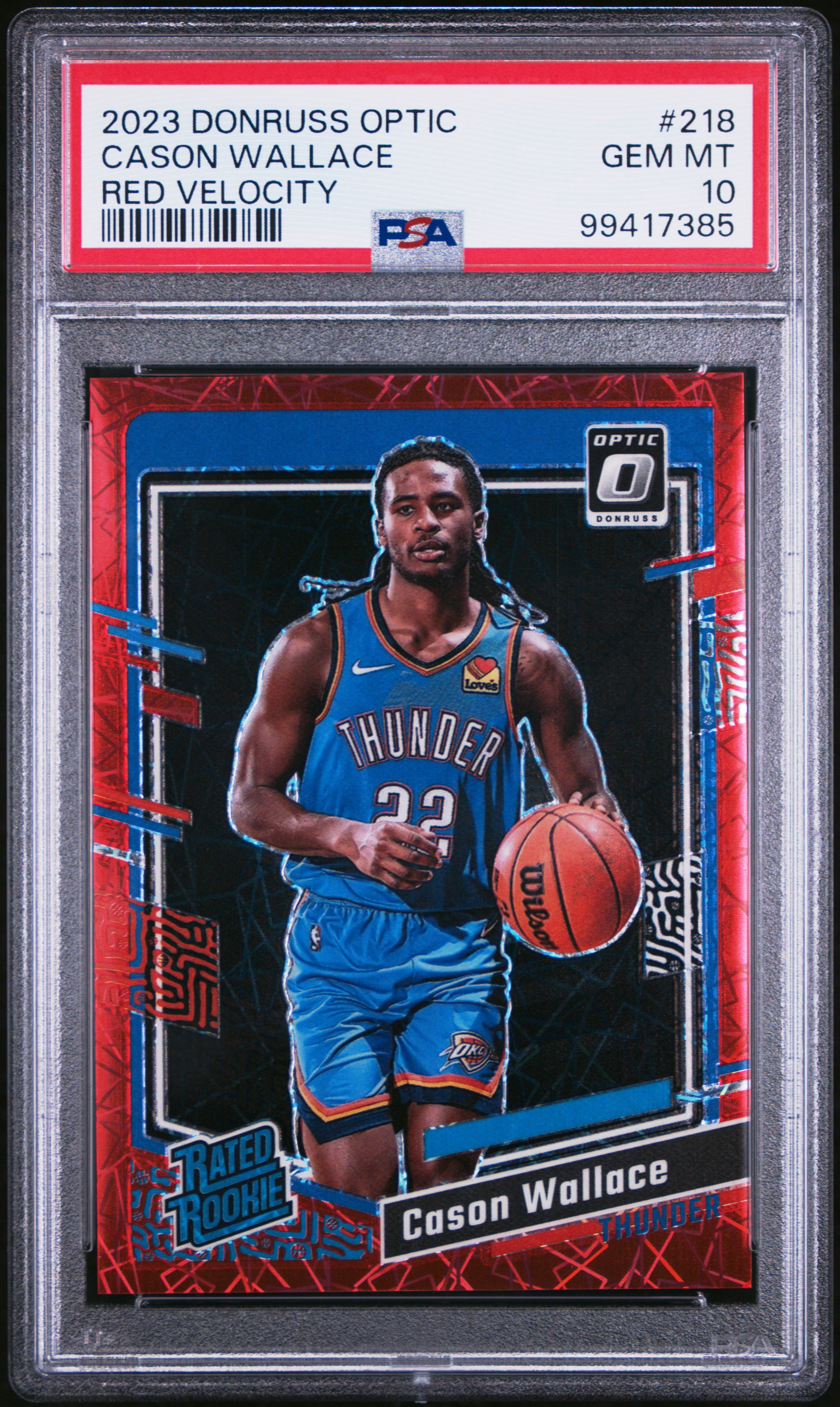 2023 Panini Donruss Optic Cason Wallace #218 (Red Velocity) Gem Mt 10 front