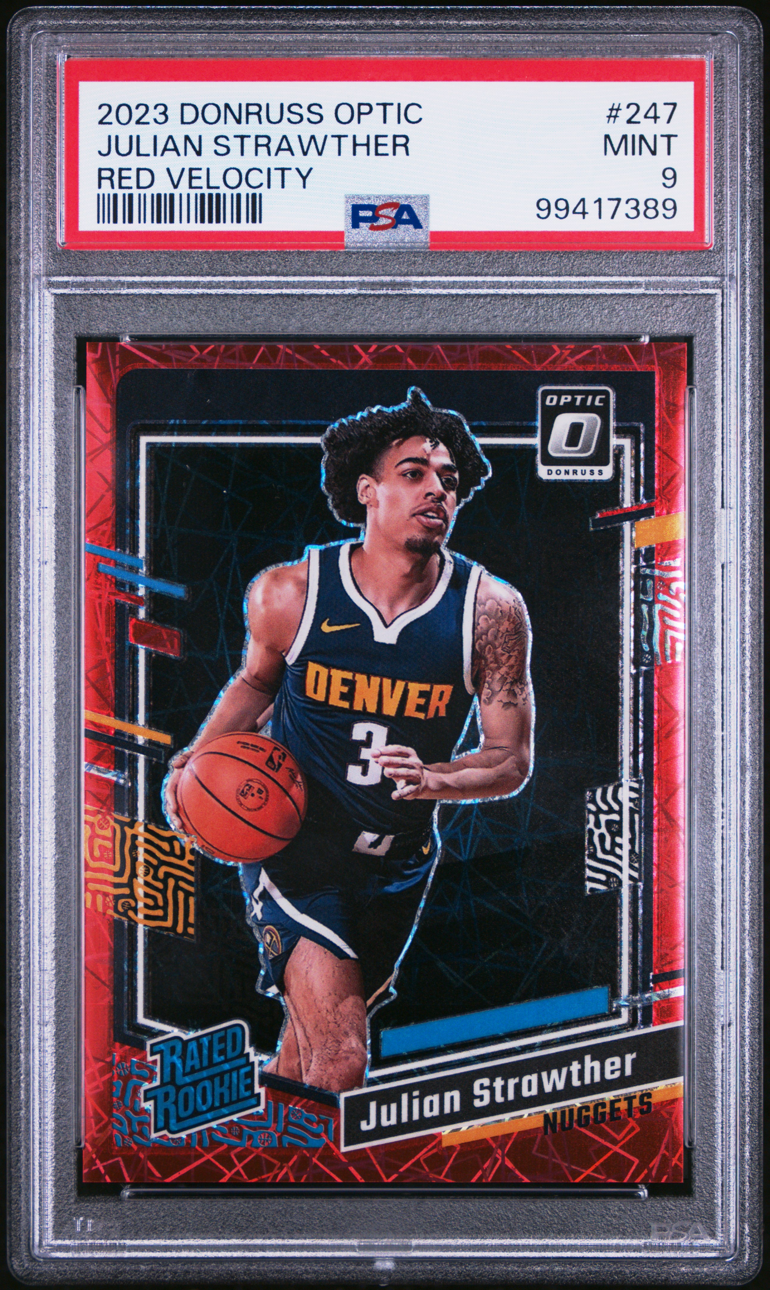 2023 Panini Donruss Optic Julian Strawther #247 (Red Velocity) Mint 9 front
