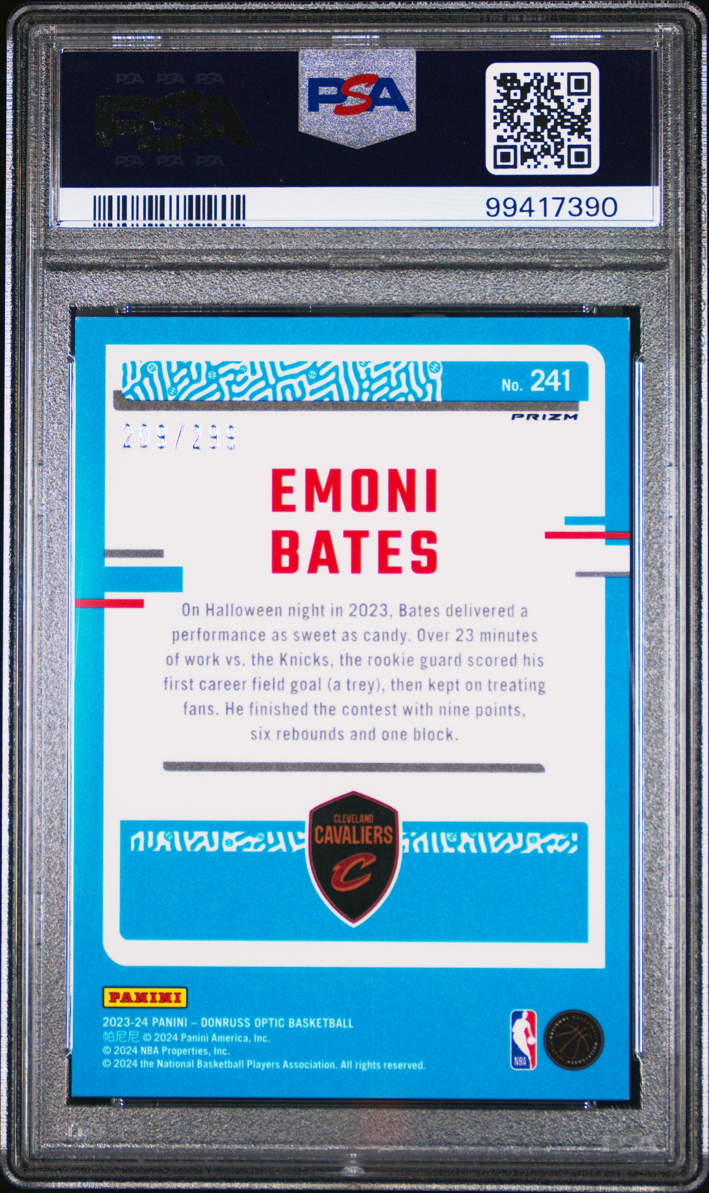 2023 Panini Donruss Optic Emoni Bates #241 (Red Velocity) Nm-Mt 8 back