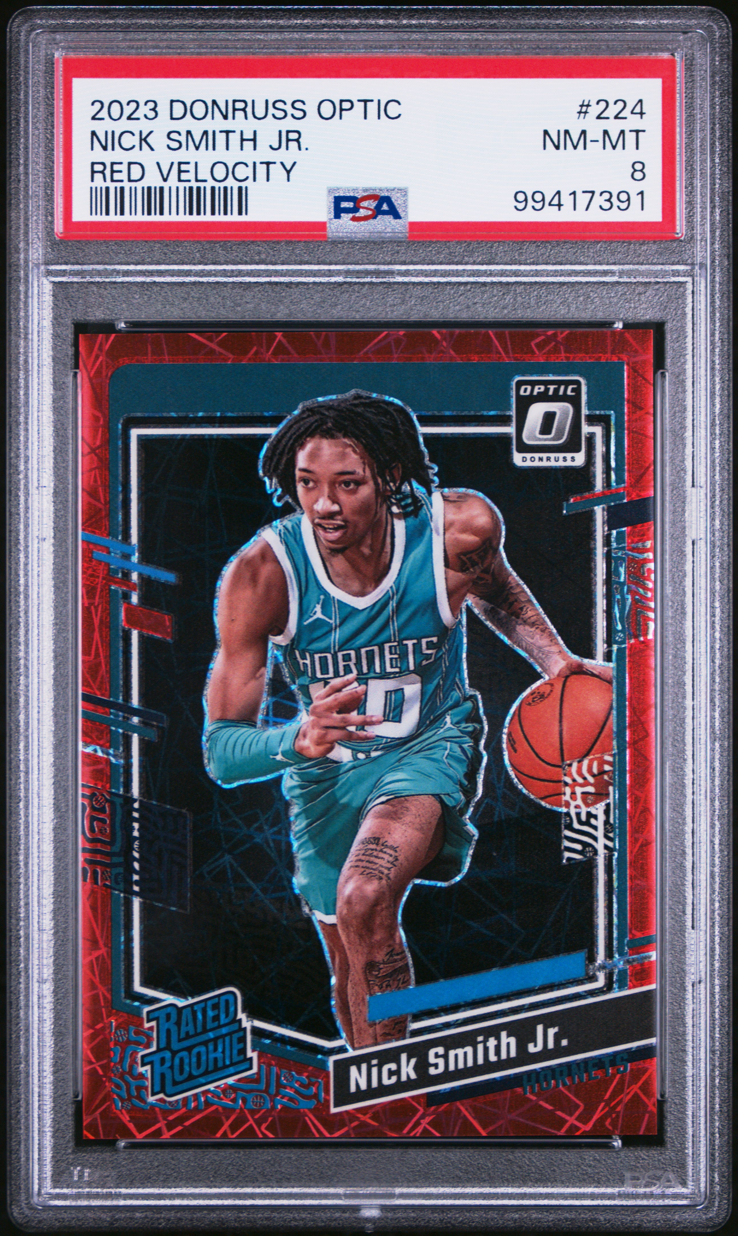 2023 Panini Donruss Optic Nick Smith Jr. #224 (Red Velocity) Nm-Mt 8 front