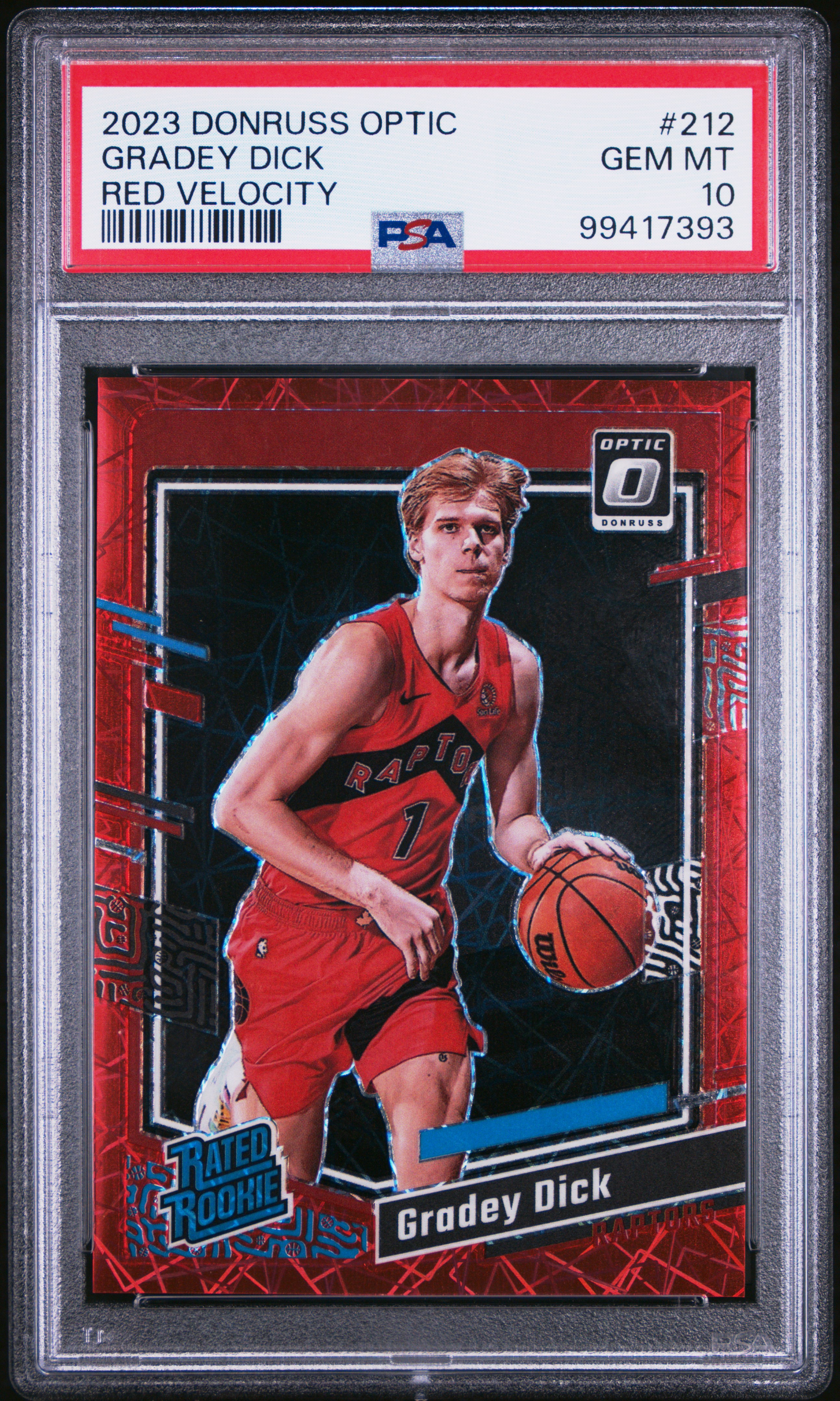 2023 Panini Donruss Optic Gradey Dick #212 (Red Velocity) Gem Mt 10 front