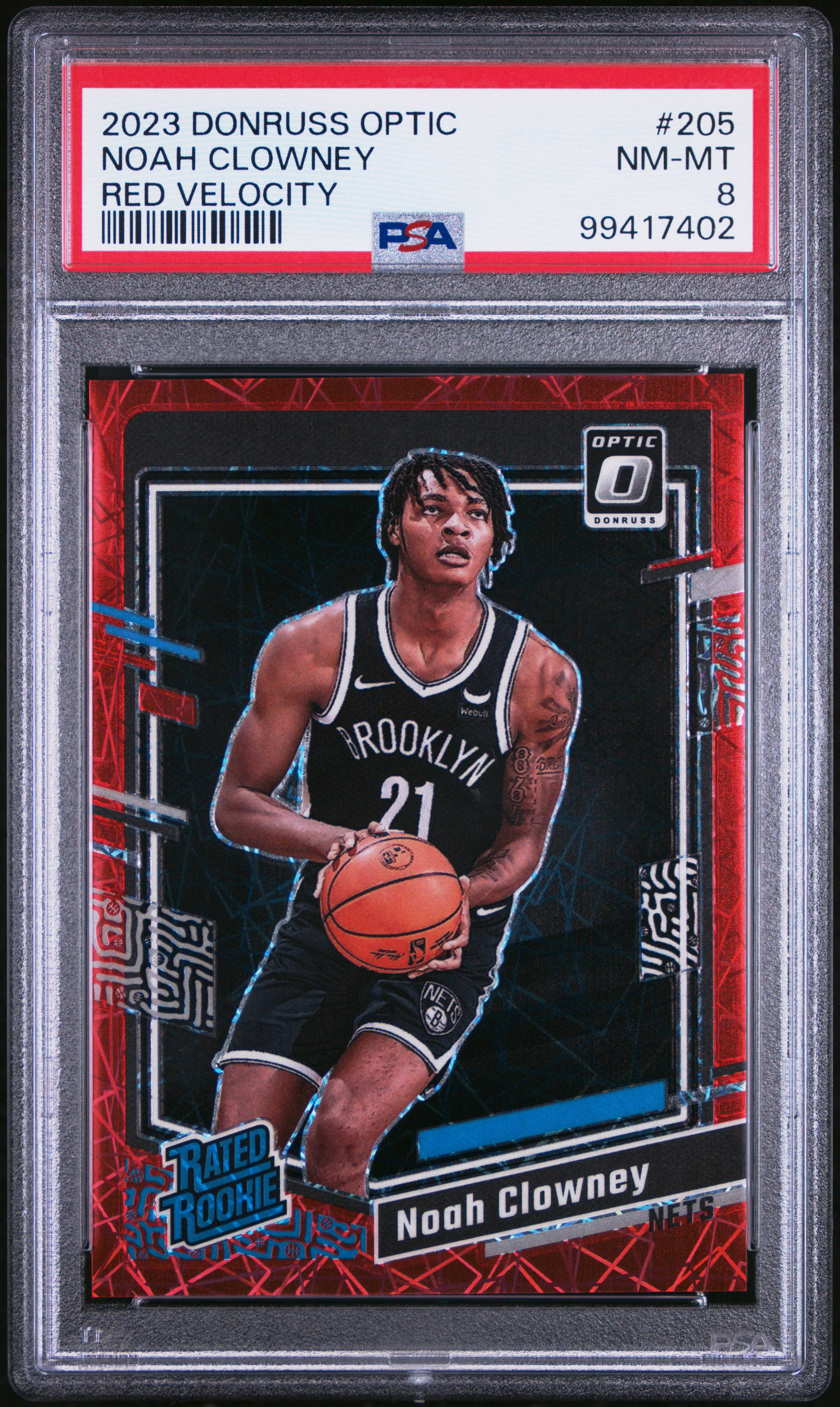 2023 Panini Donruss Optic Noah Clowney #205 (Red Velocity) Nm-Mt 8 front