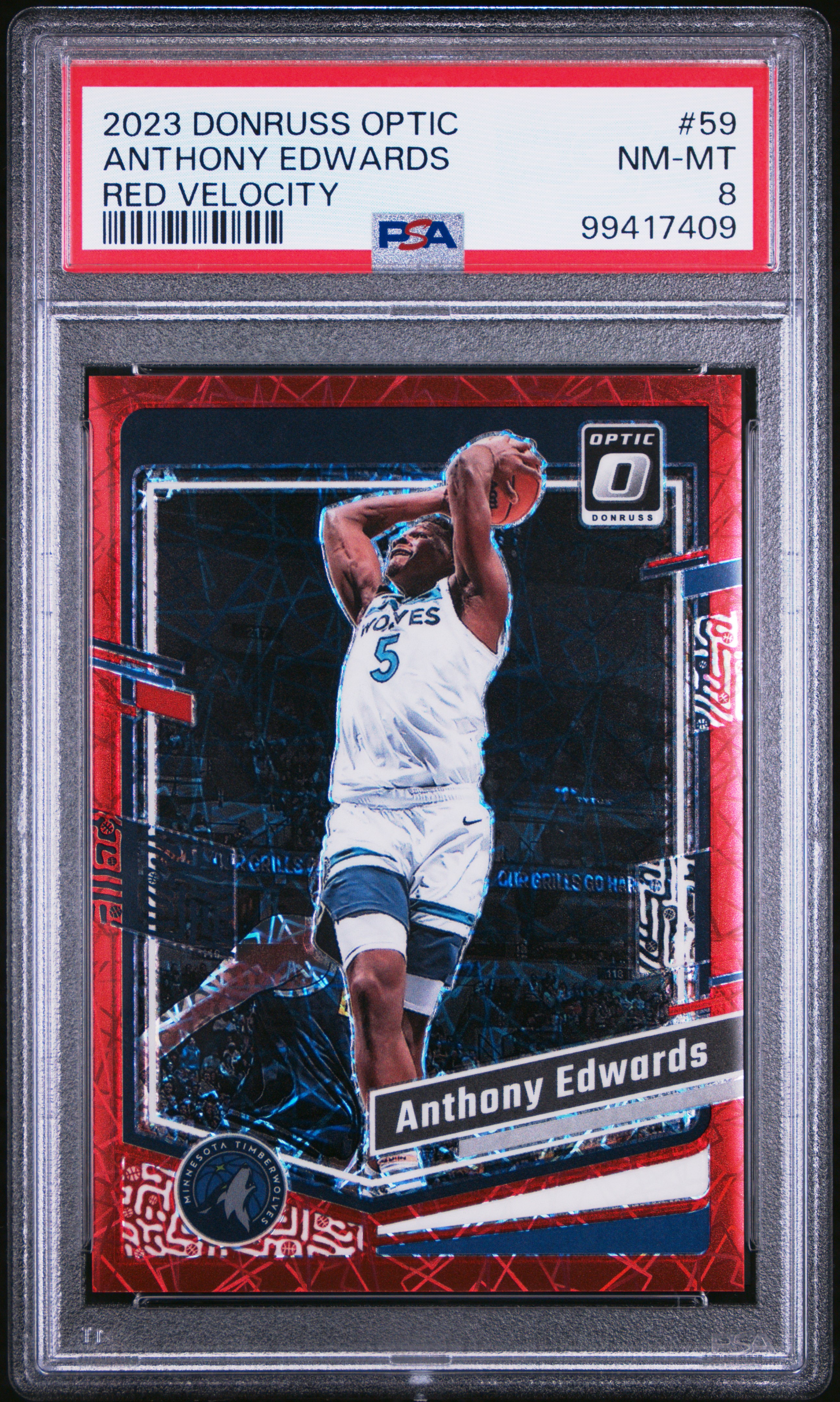 2023 Panini Donruss Optic Anthony Edwards #59 (Red Velocity) Nm-Mt 8 front