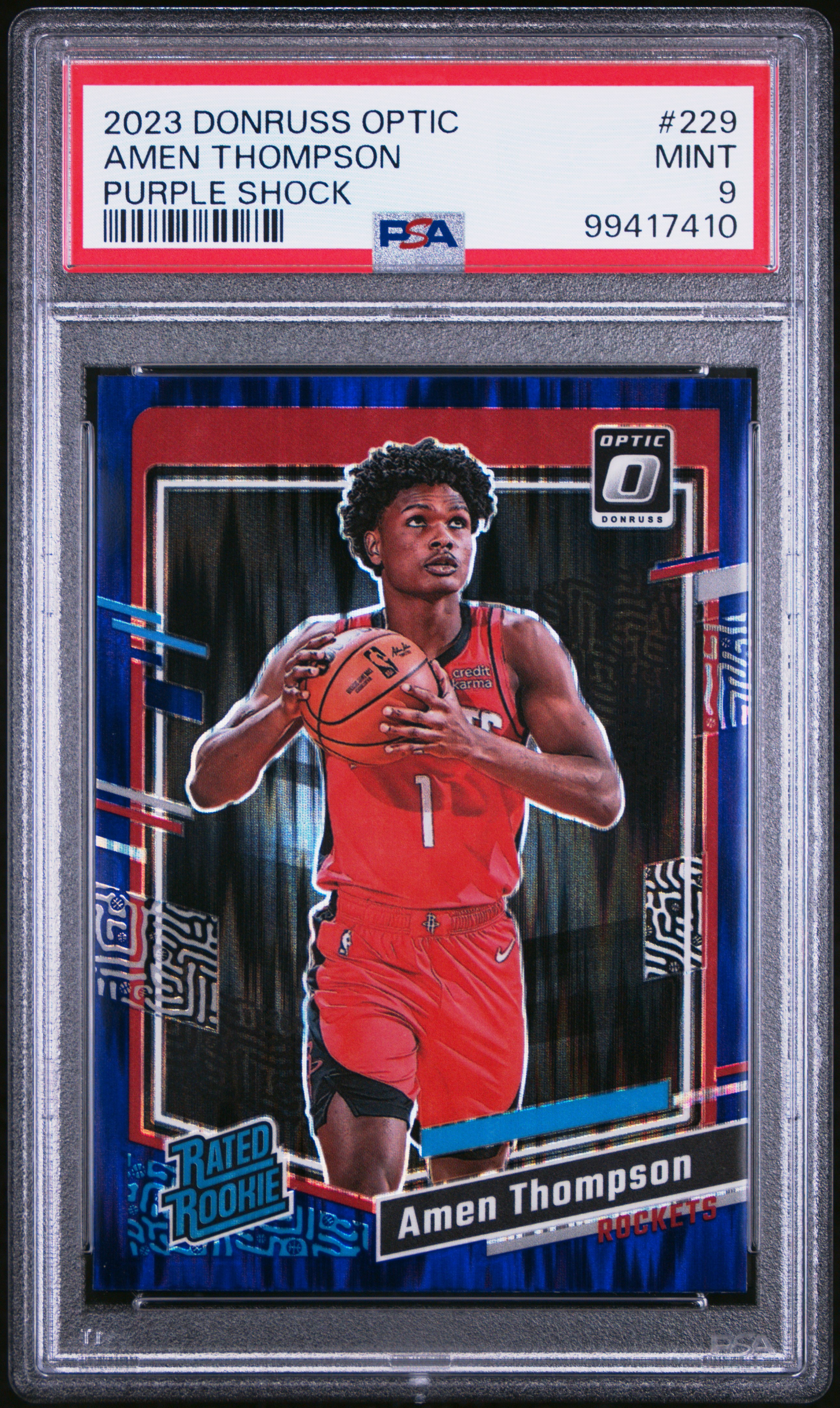 2023 Panini Donruss Optic Amen Thompson #229 (Purple Shock) Mint 9 front