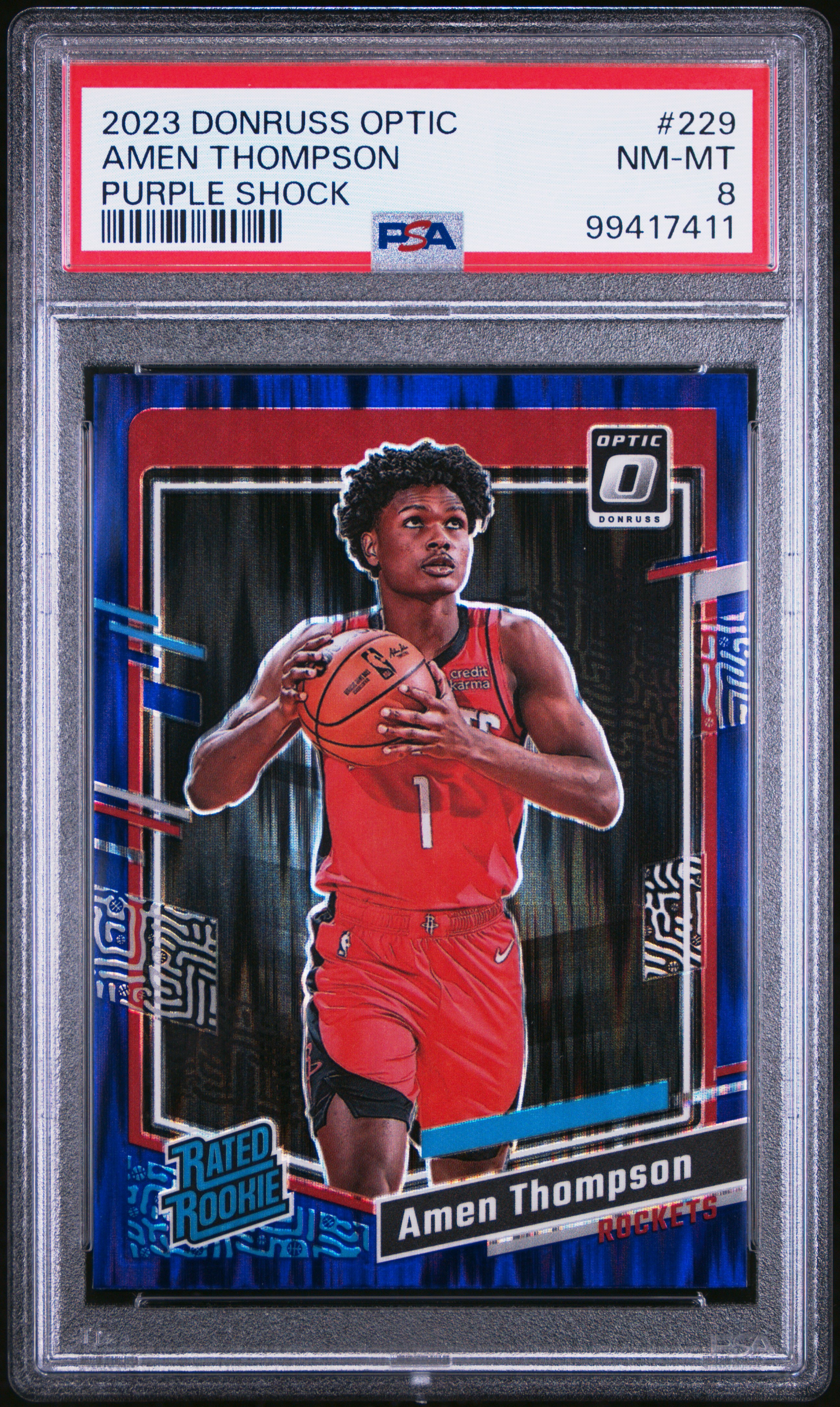 2023 Panini Donruss Optic Amen Thompson #229 (Purple Shock) Nm-Mt 8 front