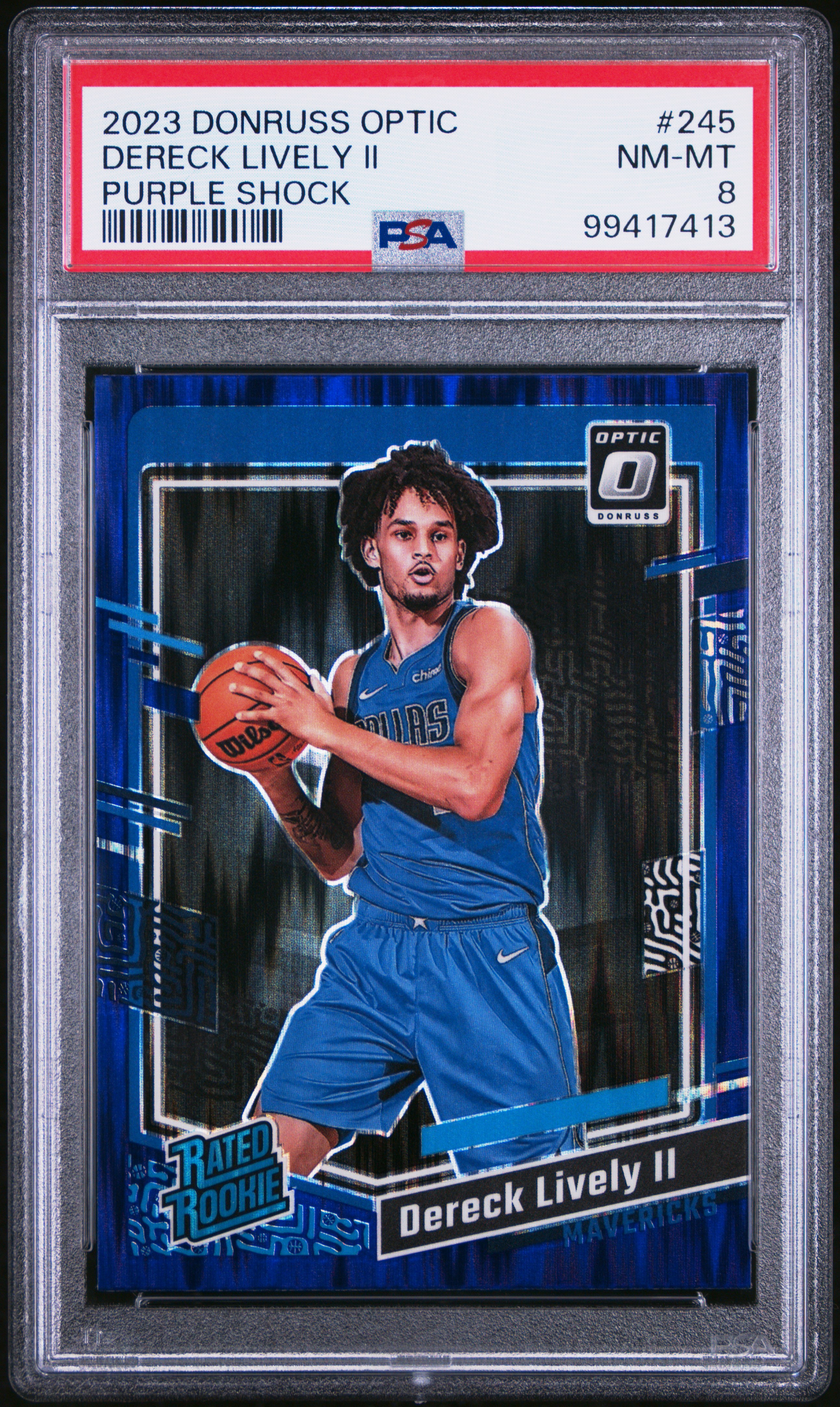 2023 Panini Donruss Optic Dereck Lively Ii #245 (Purple Shock) Nm-Mt 8 front