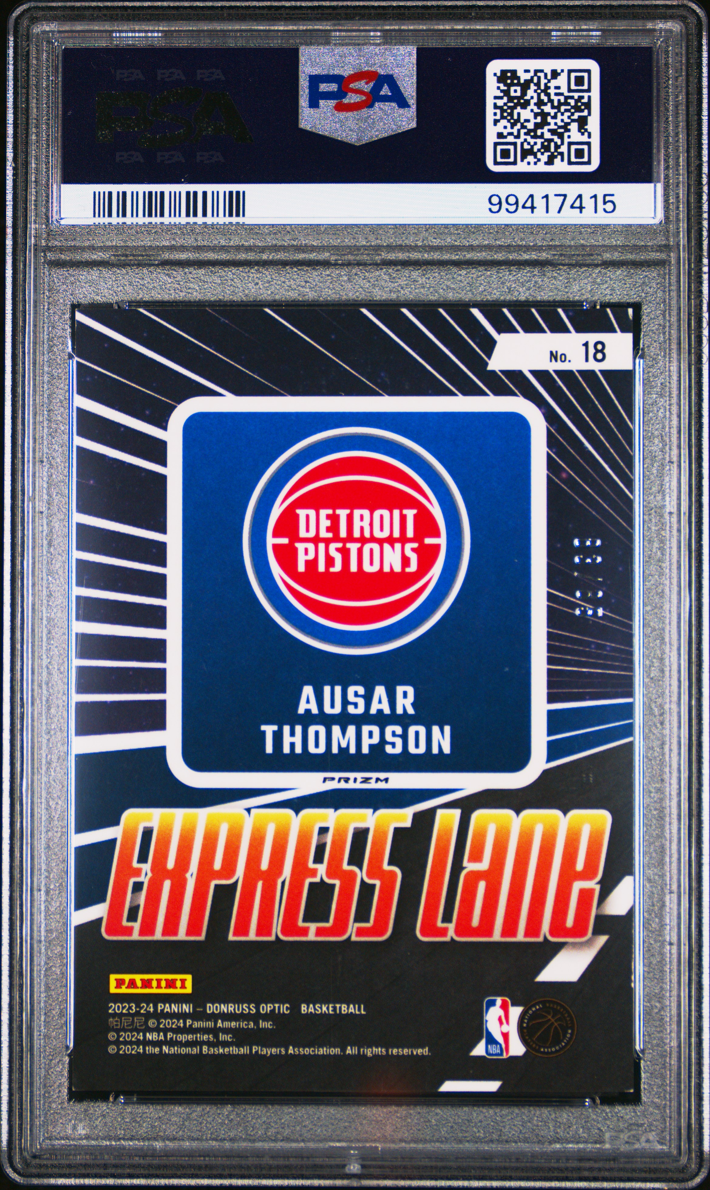 2023 Panini Donruss Optic Express Lane Ausar Thompson #18 (Express Lane-Blue) Nm 7 back