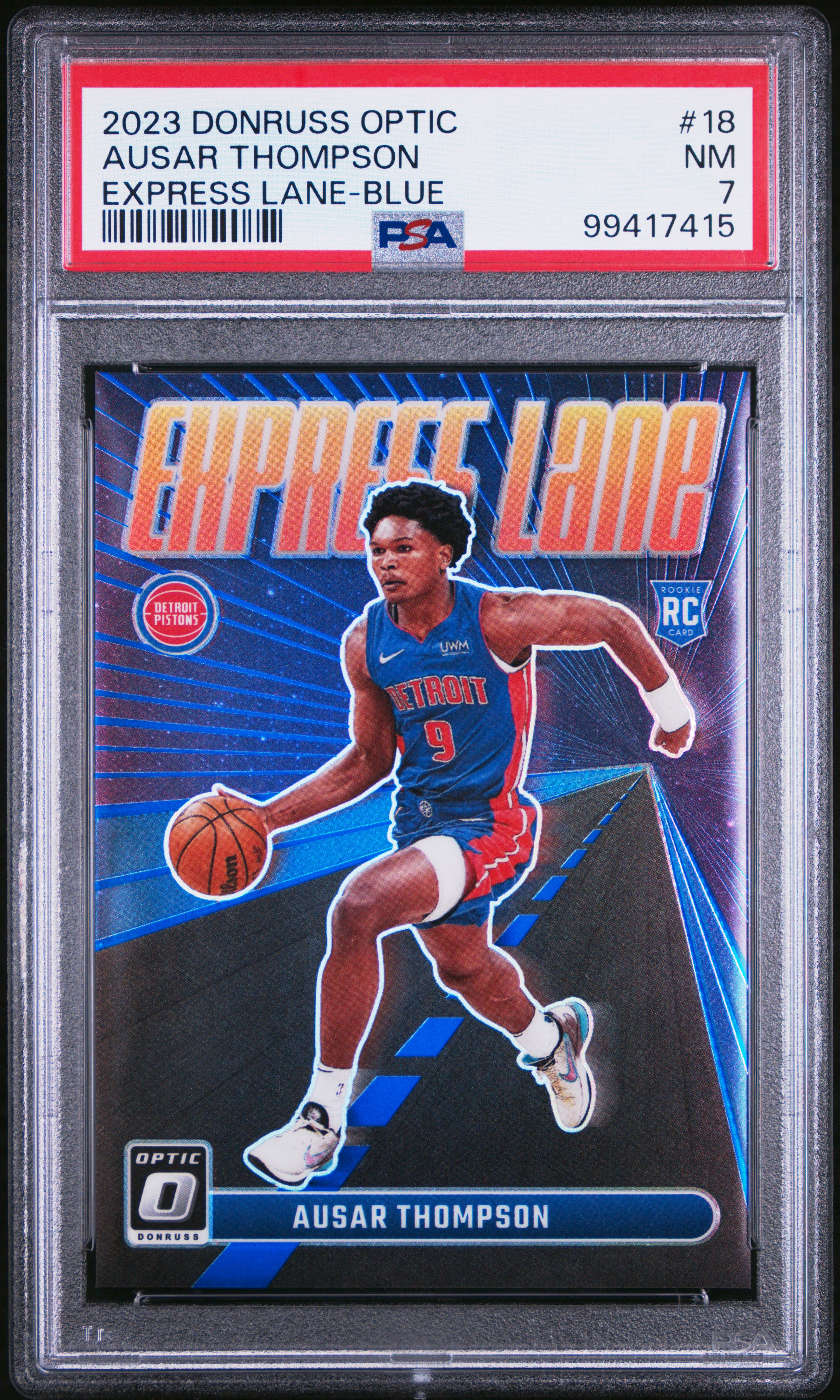 2023 Panini Donruss Optic Express Lane Ausar Thompson #18 (Express Lane-Blue) Nm 7 front