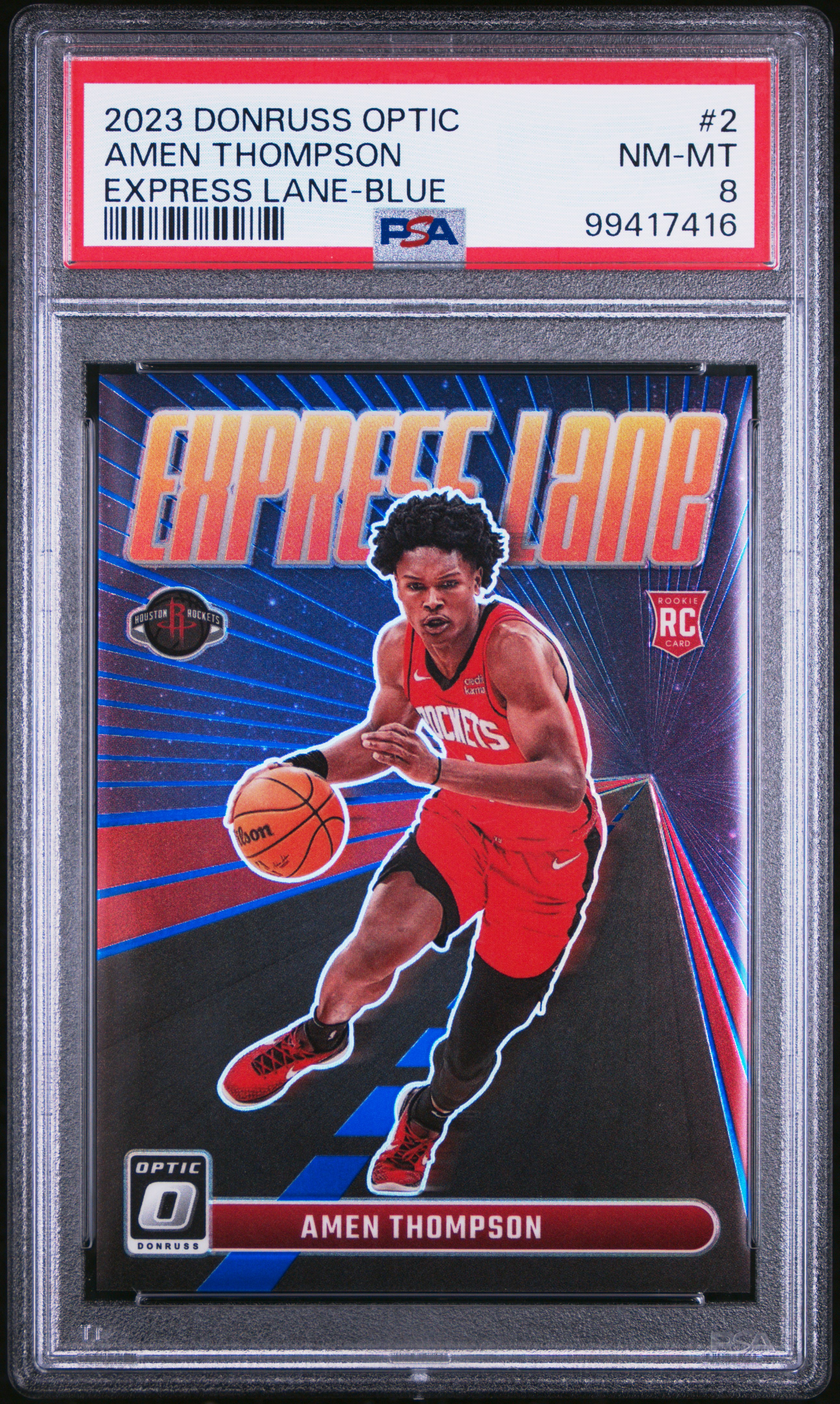 2023 Panini Donruss Optic Express Lane Amen Thompson #2 (Express Lane-Blue) Nm-Mt 8 front