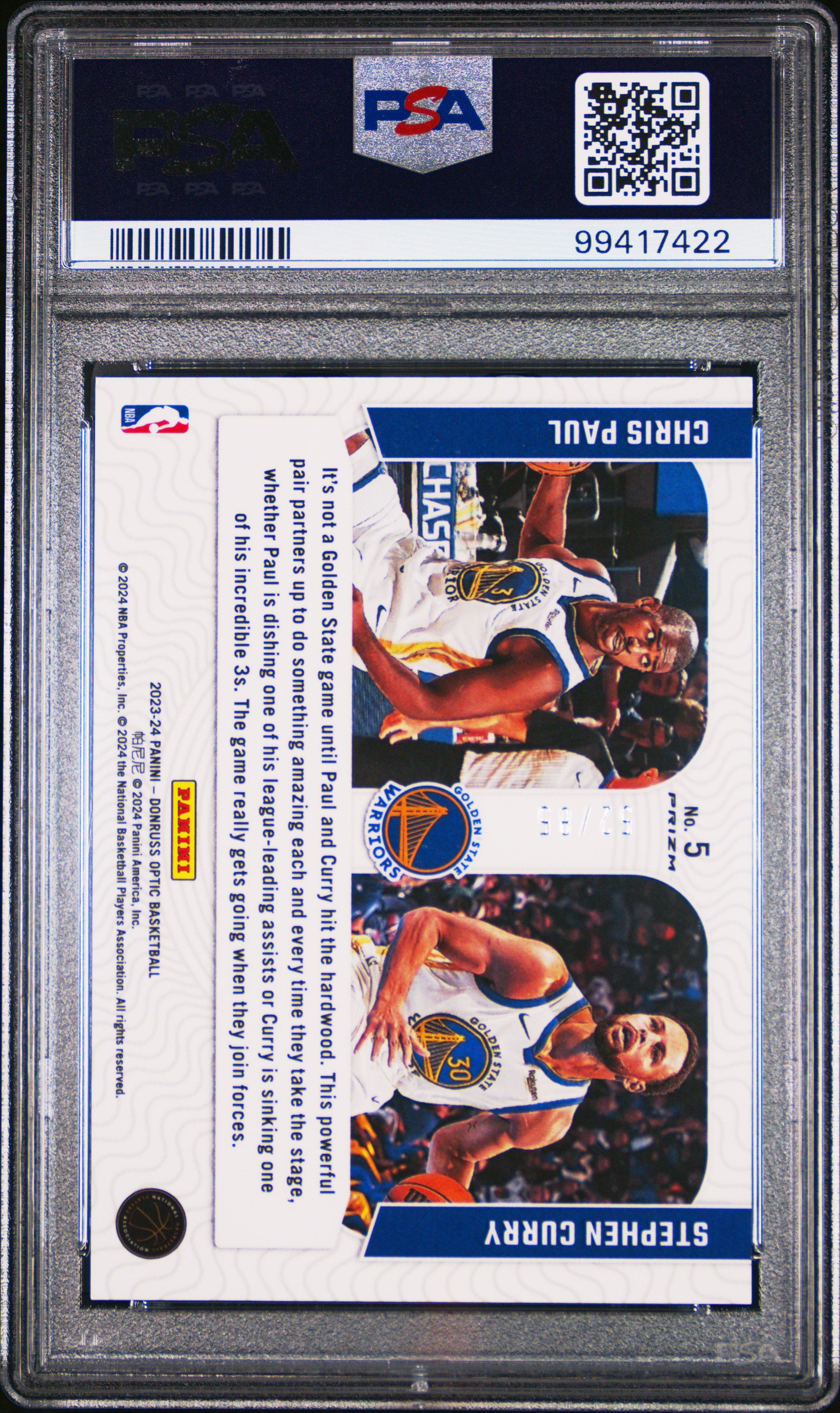 2023 Panini Donruss Optic Optical Illusions C.paul/S.curry #5 (Optical Illusions-Blue) Mint 9 back