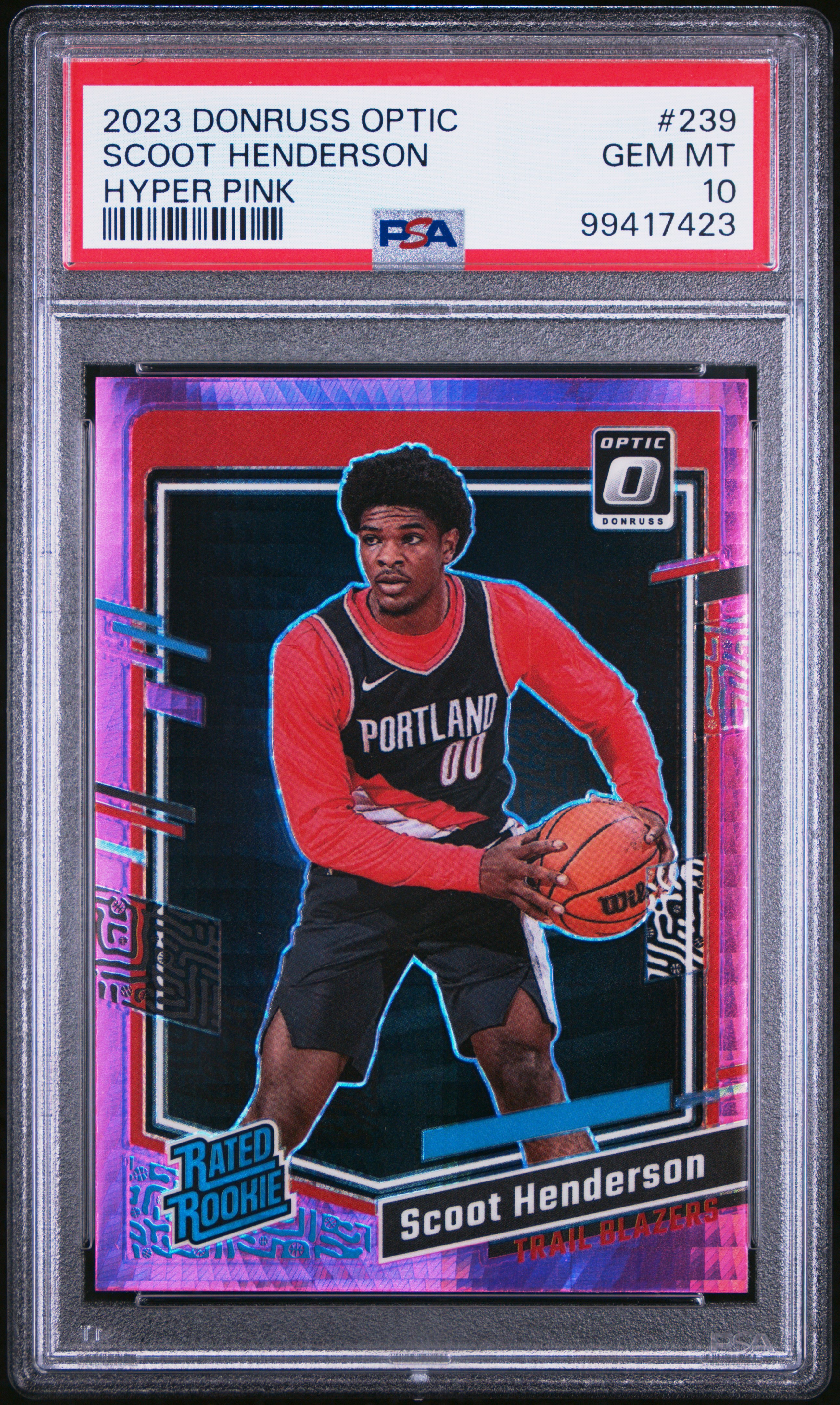 2023 Panini Donruss Optic Scoot Henderson #239 (Hyper Pink) Gem Mt 10 front