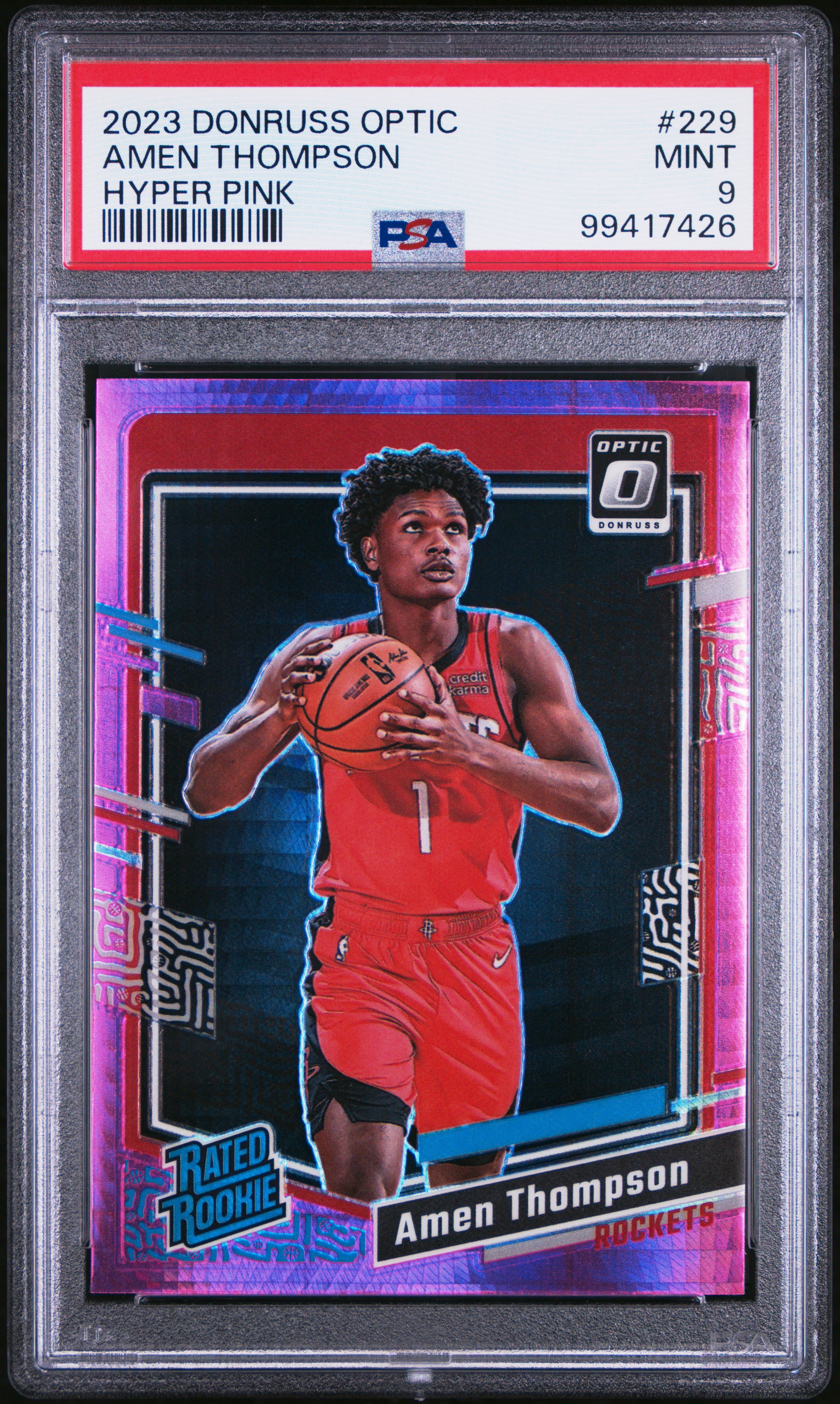 2023 Panini Donruss Optic Amen Thompson #229 (Hyper Pink) Mint 9 front