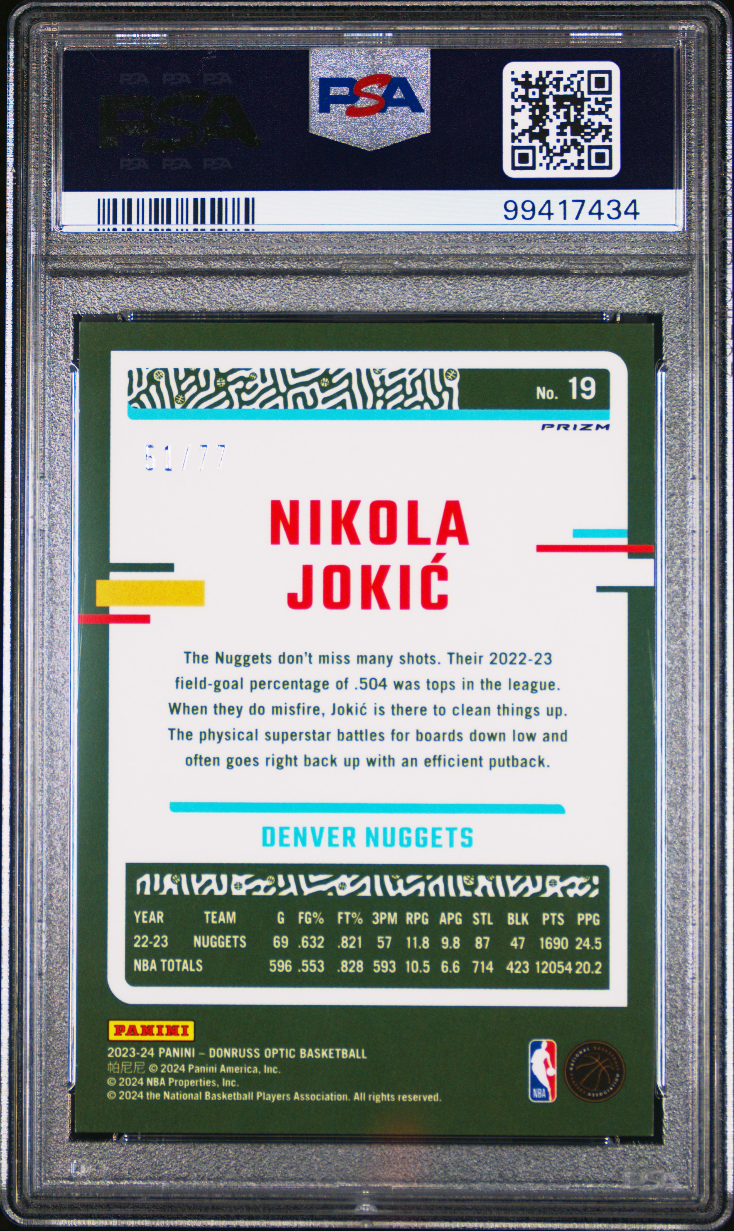 2023 Panini Donruss Optic Nikola Jokic #19 (Green Glitter) Nm-Mt 8 back