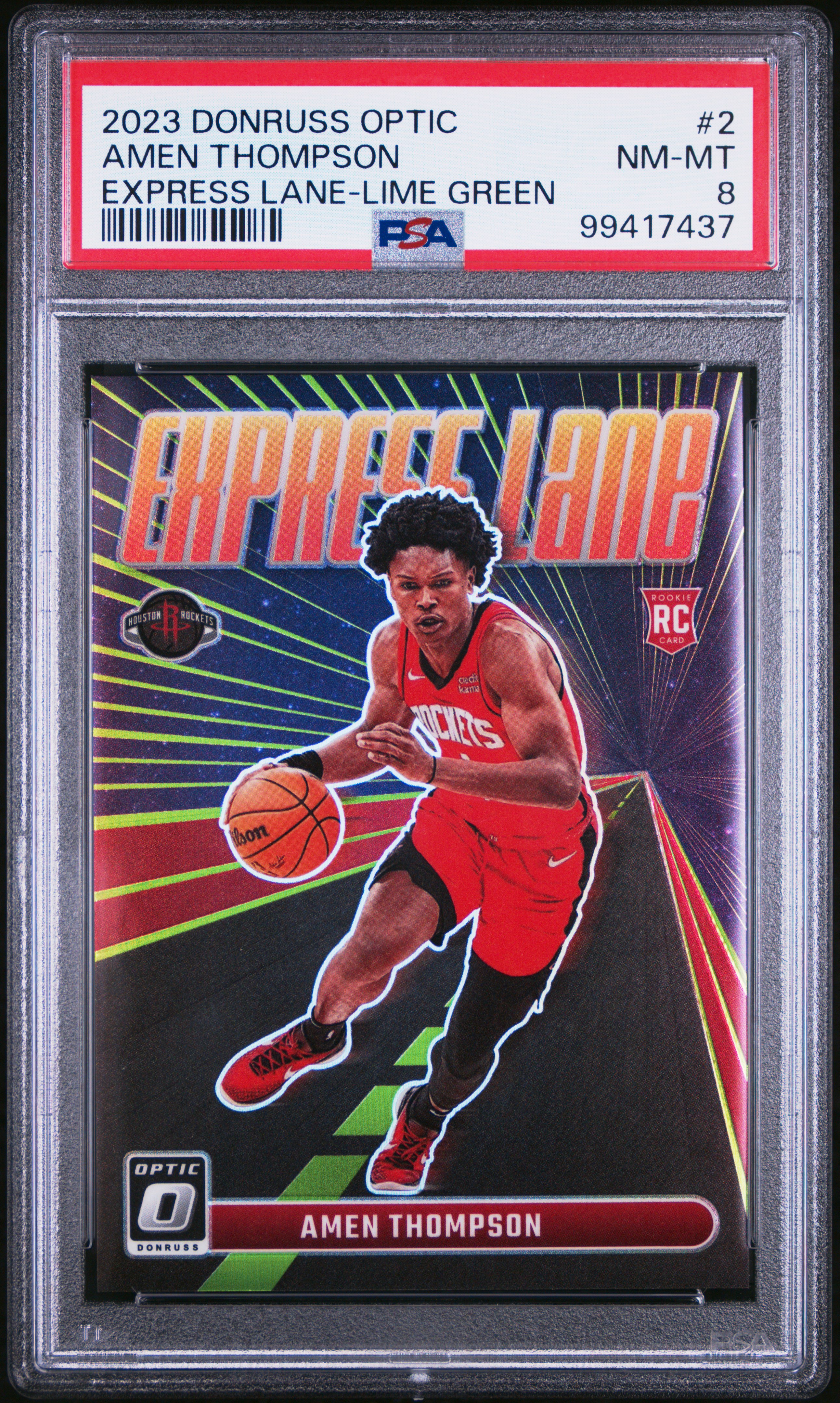 2023 Panini Donruss Optic Express Lane Amen Thompson #2 (Express Lane-Lime Green) Nm-Mt 8 front