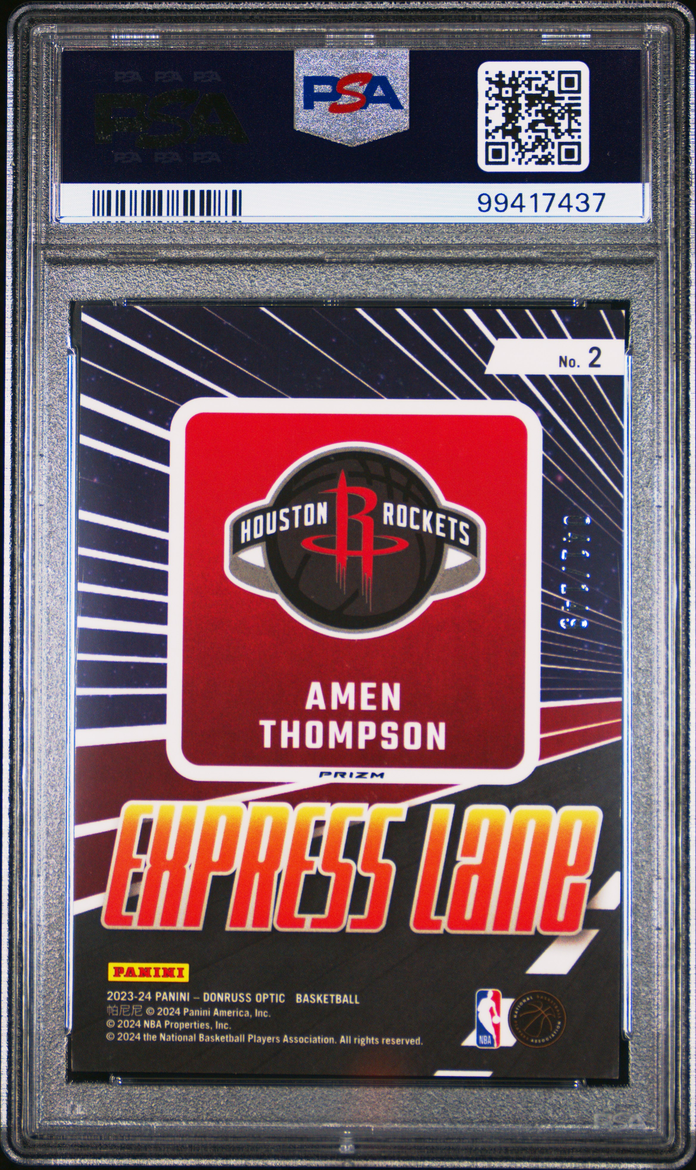 2023 Panini Donruss Optic Express Lane Amen Thompson #2 (Express Lane-Lime Green) Nm-Mt 8 back