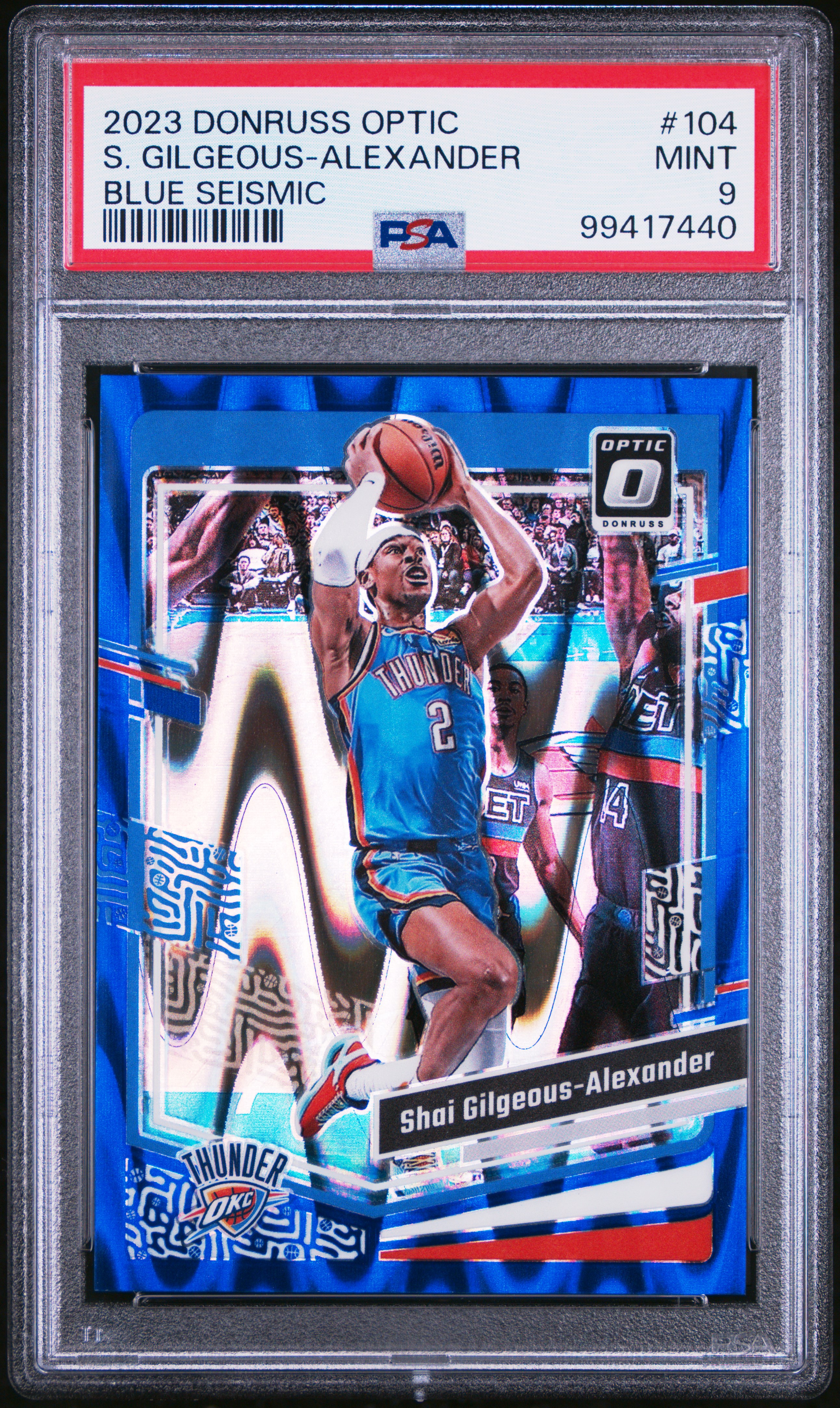 2023 Panini Donruss Optic S. Gilgeous-Alexander #104 (Blue Seismic) Mint 9 front