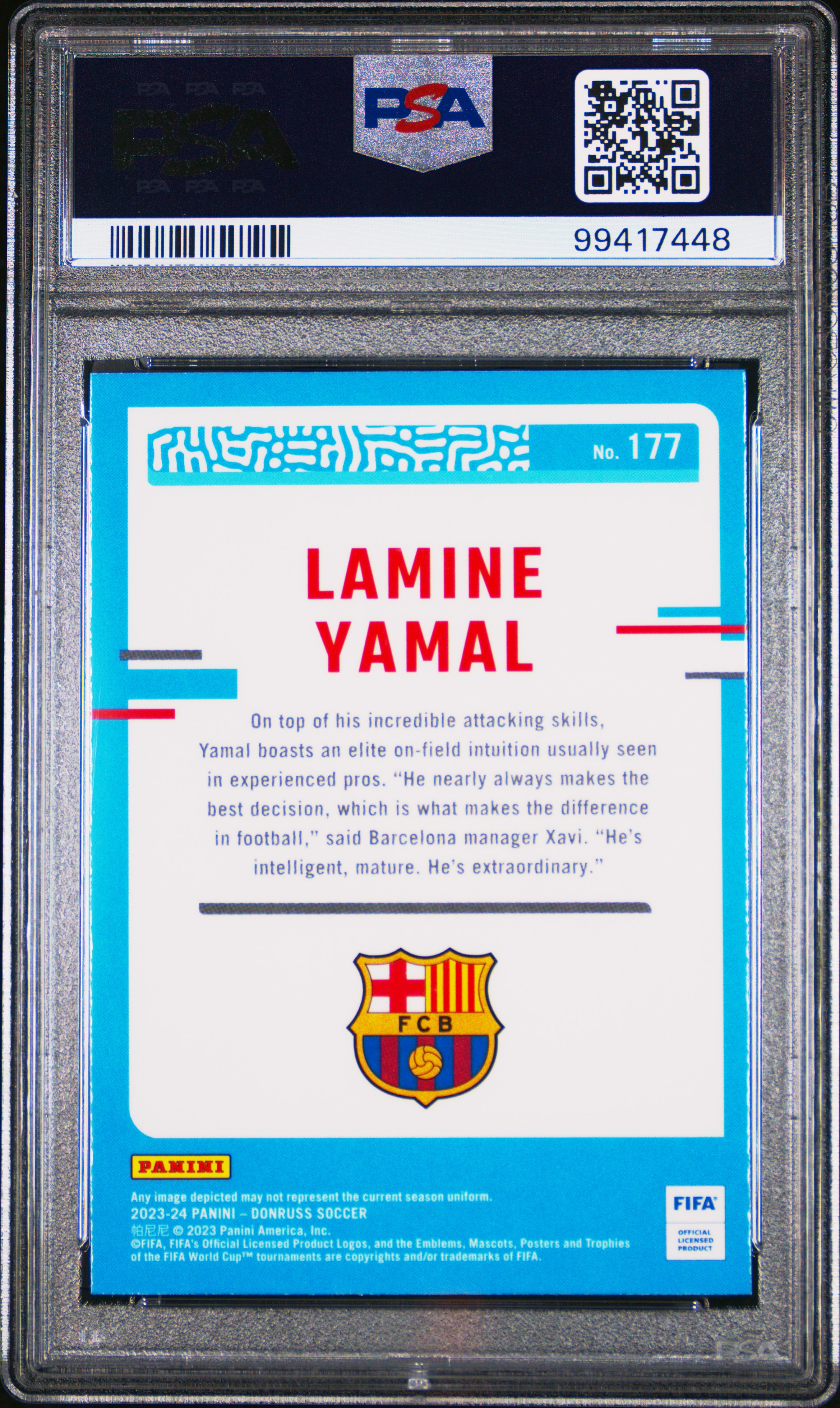 2023-24 Panini Donruss Fifa Lamine Yamal #177 (Optic) Mint 9 back