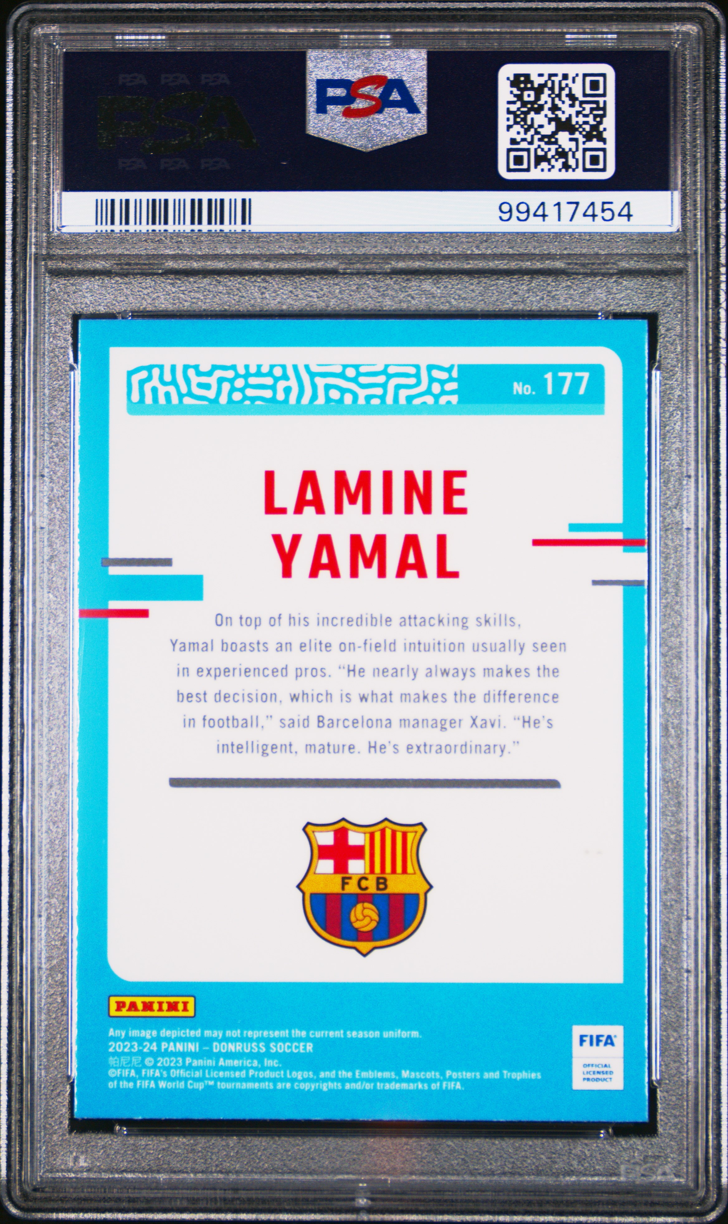2023-24 Panini Donruss Fifa Lamine Yamal #177 (Optic) Mint 9 back