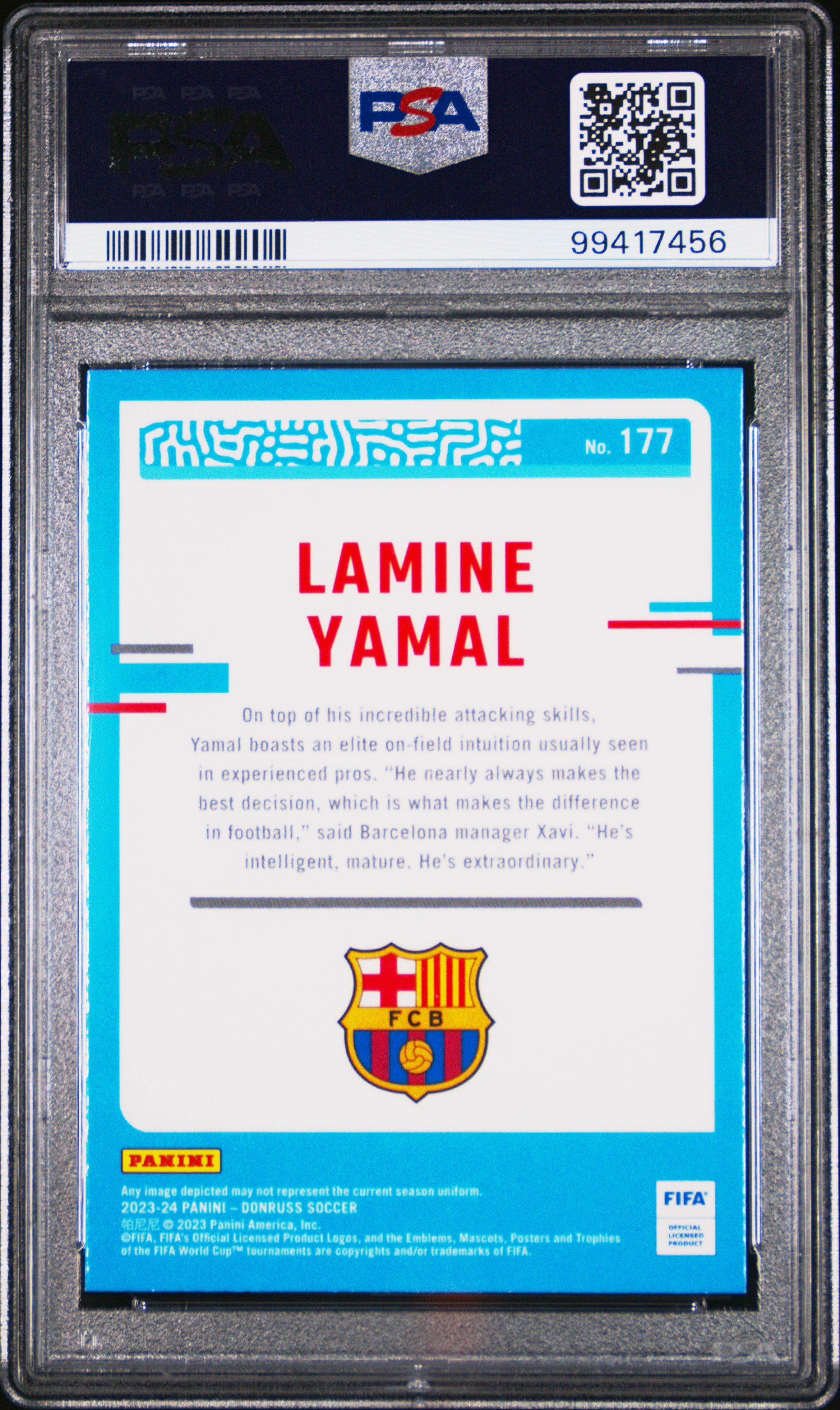 2023-24 Panini Donruss Fifa Lamine Yamal #177 (Optic) Gem Mt 10 back