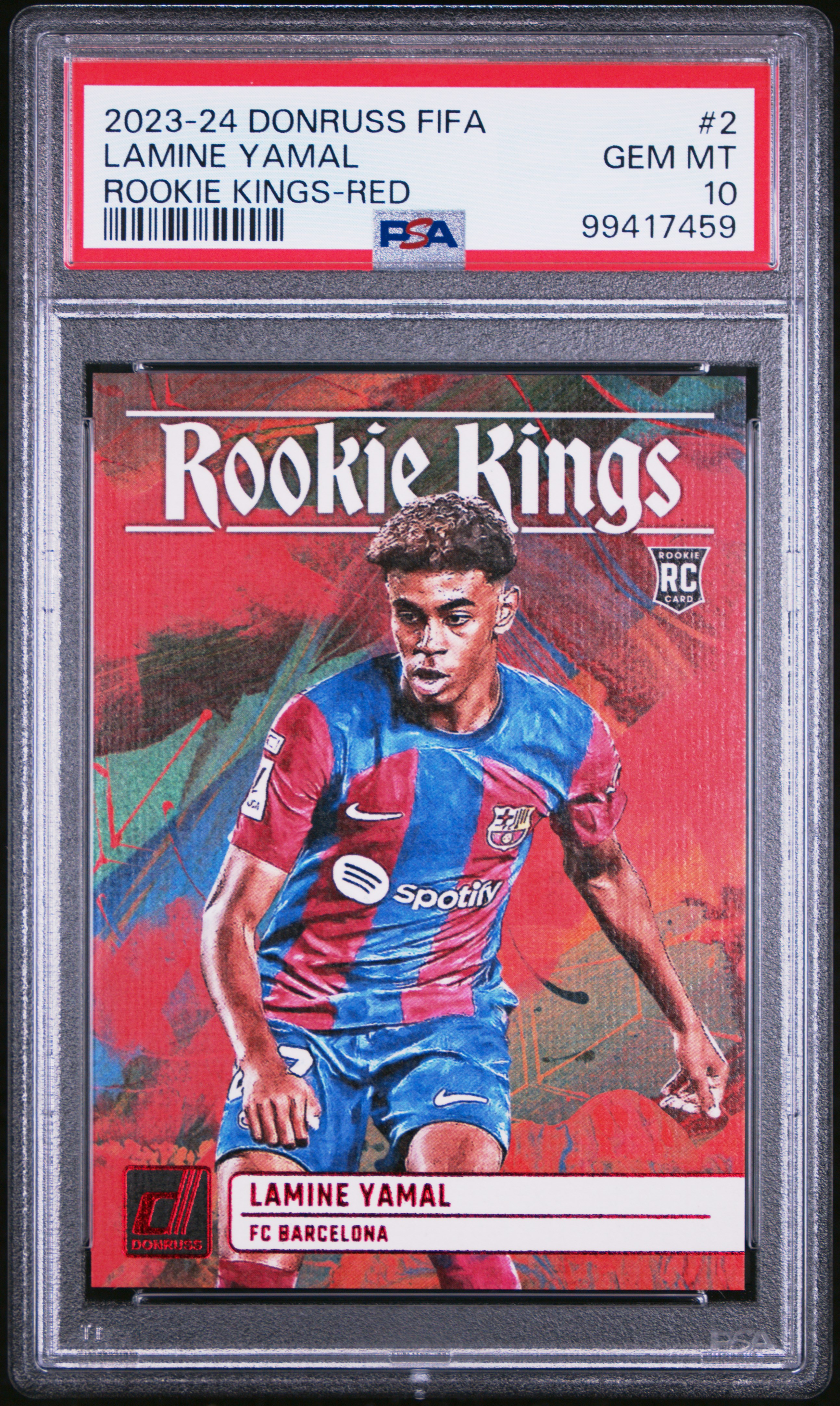 2023-24 Panini Donruss Fifa Rookie Kings Lamine Yamal #2 (Rookie Kings-Red) Gem Mt 10 front