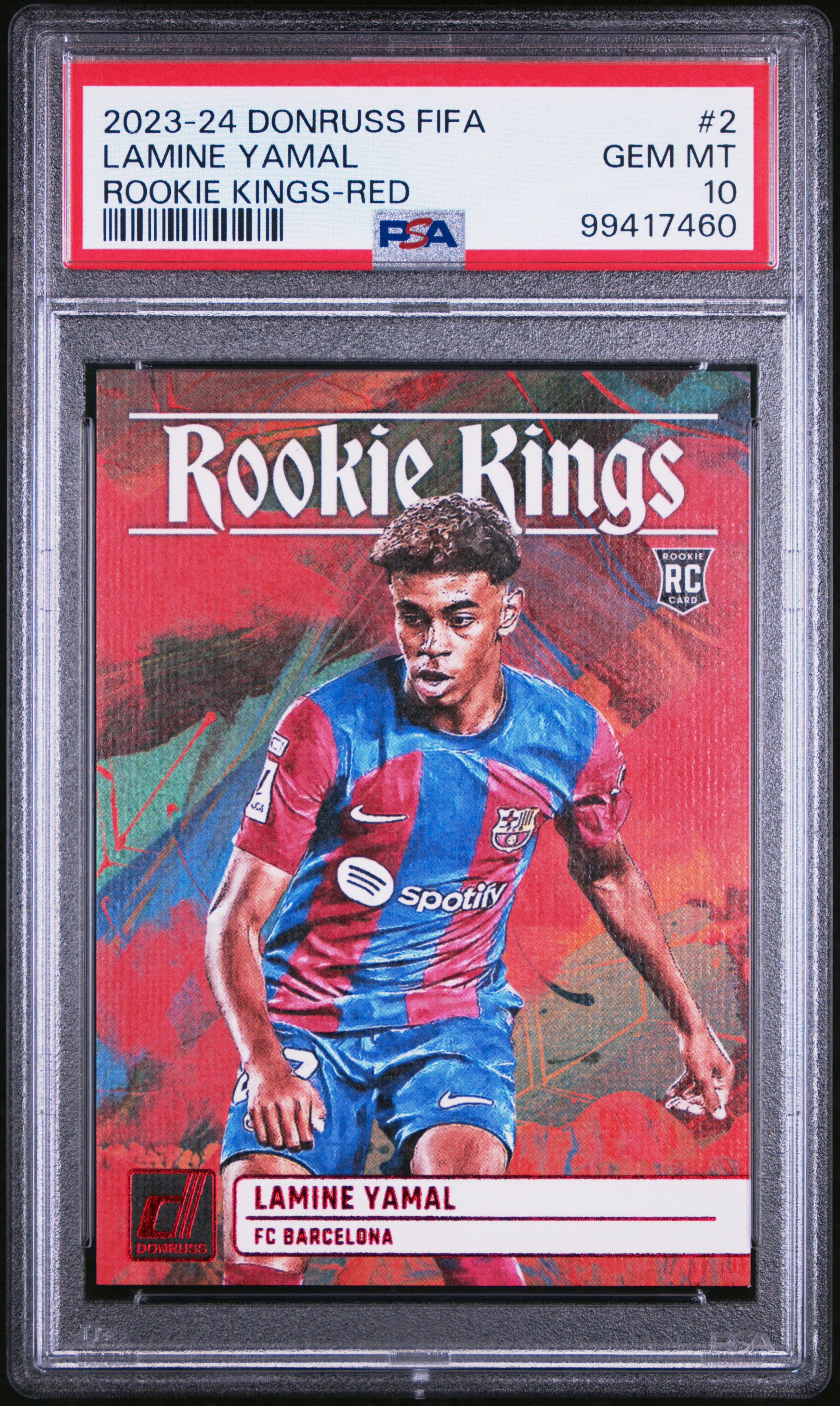2023-24 Panini Donruss Fifa Rookie Kings Lamine Yamal #2 (Rookie Kings-Red) Gem Mt 10 front