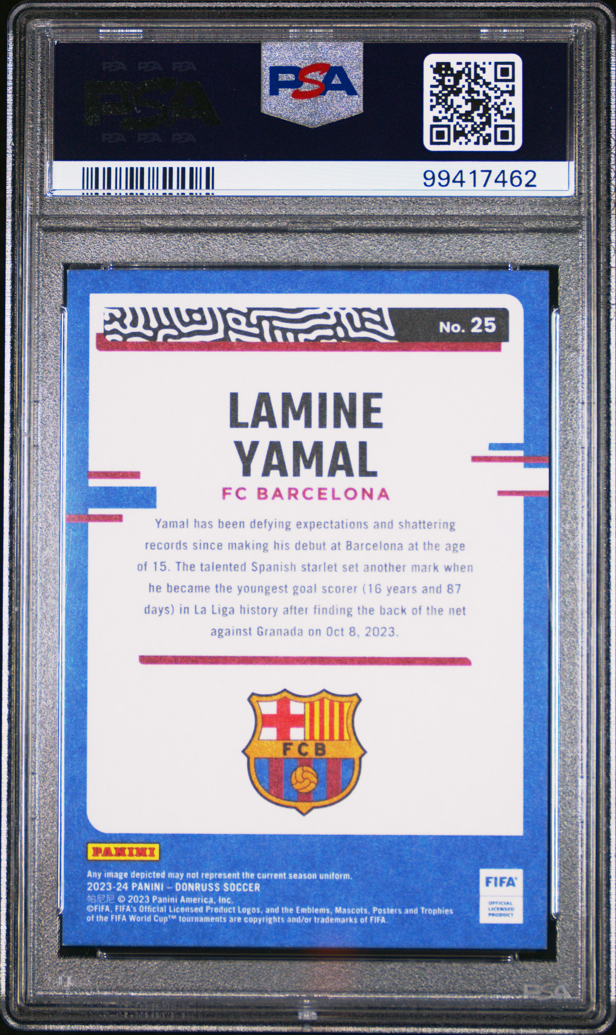 2023-24 Panini Donruss Fifa The Rookies Lamine Yamal #25 Mint 9 back