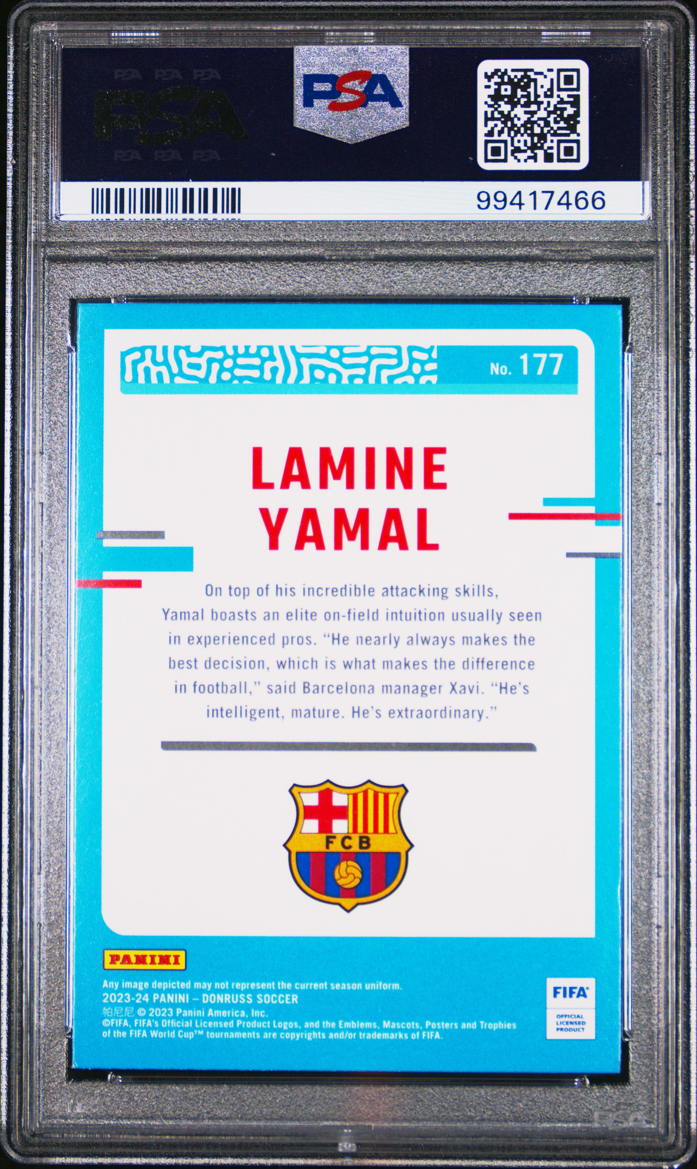 2023-24 Panini Donruss Fifa Lamine Yamal #177 Mint 9 back