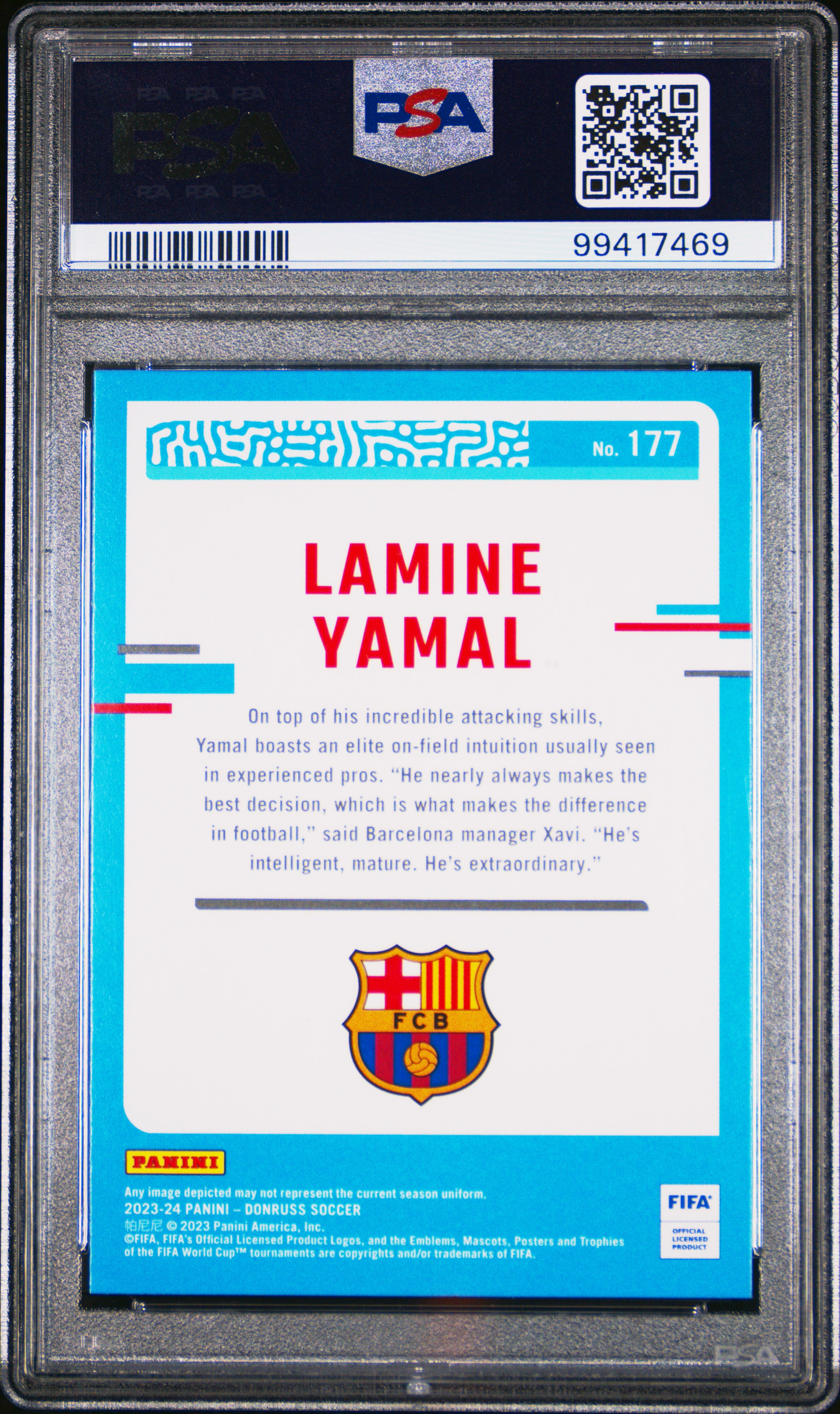 2023-24 Panini Donruss Fifa Lamine Yamal #177 Mint 9 back